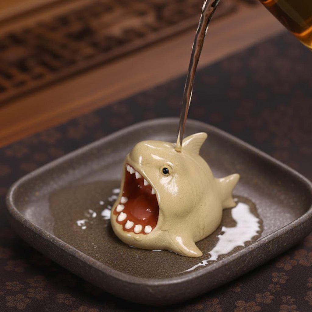 Artisan Ceramic "Great White Shark" Tea Pet Ornament