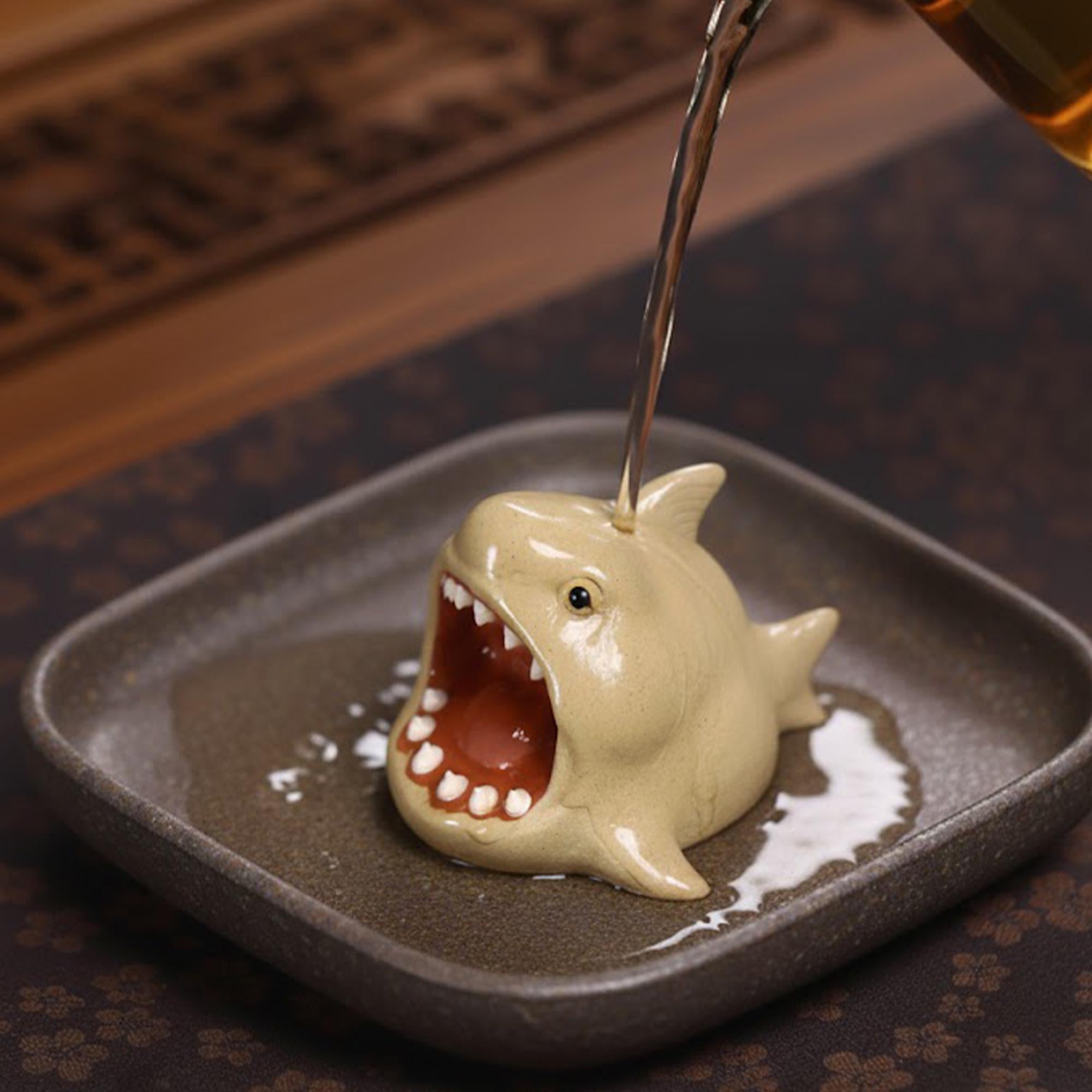 Artisan Ceramic "Great White Shark" Tea Pet Ornament
