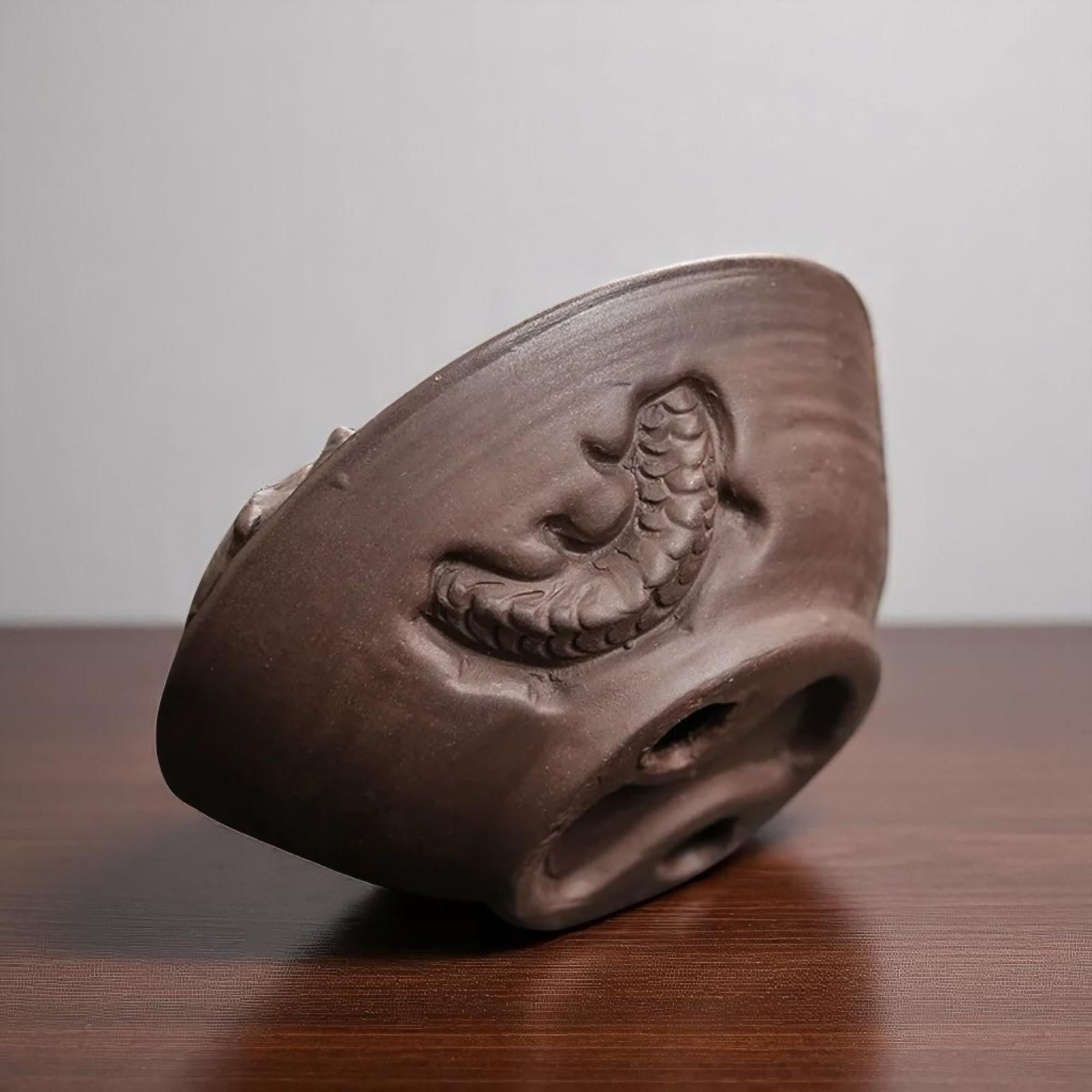Artisan "Twin Dragons" Ceramic Backflow Incense Burner Bowl — Symbolic Tea Pet & Aroma Decor