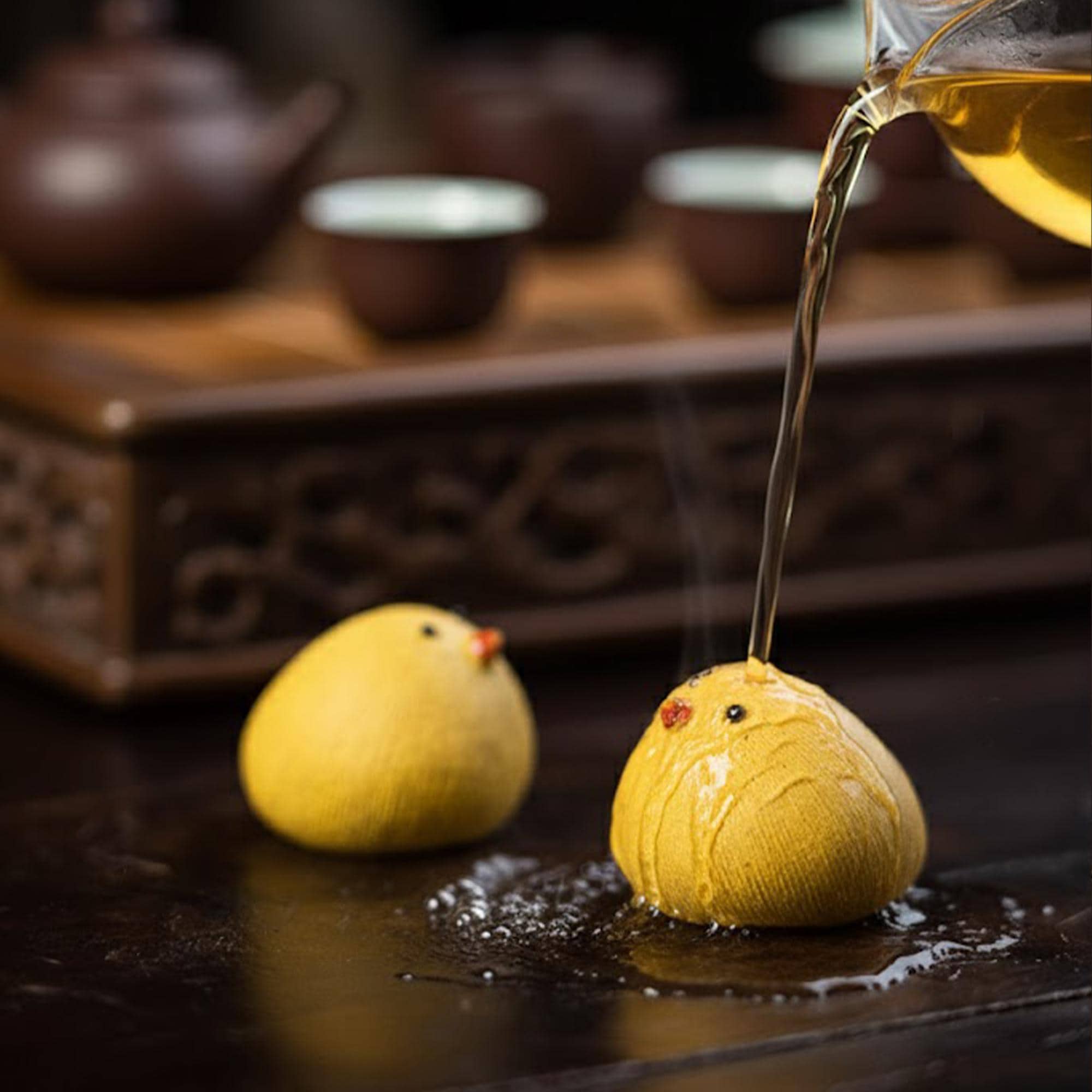 Miniature Artisan Clay "Golden Chick" Tea Pet