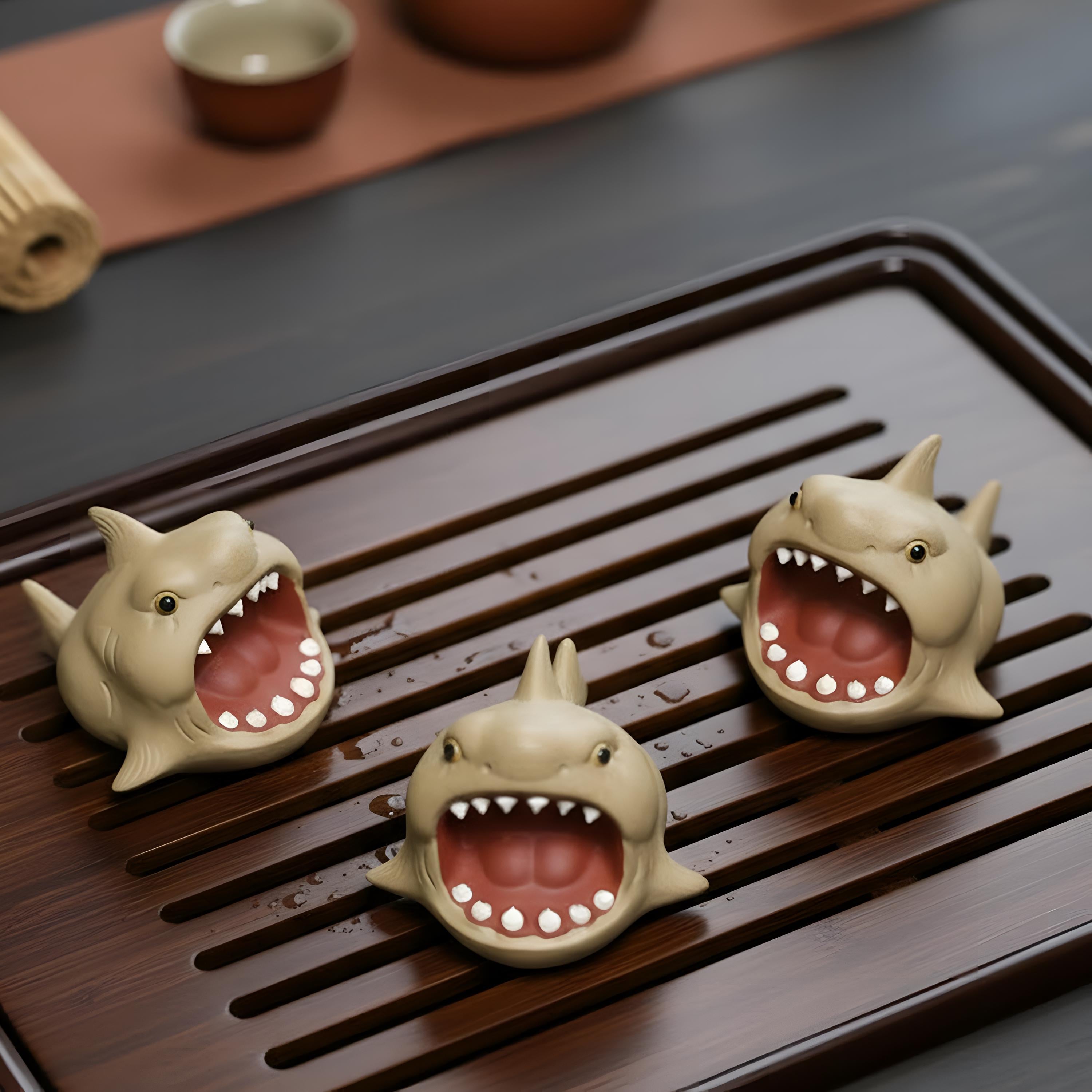 Artisan Ceramic "Great White Shark" Tea Pet Ornament