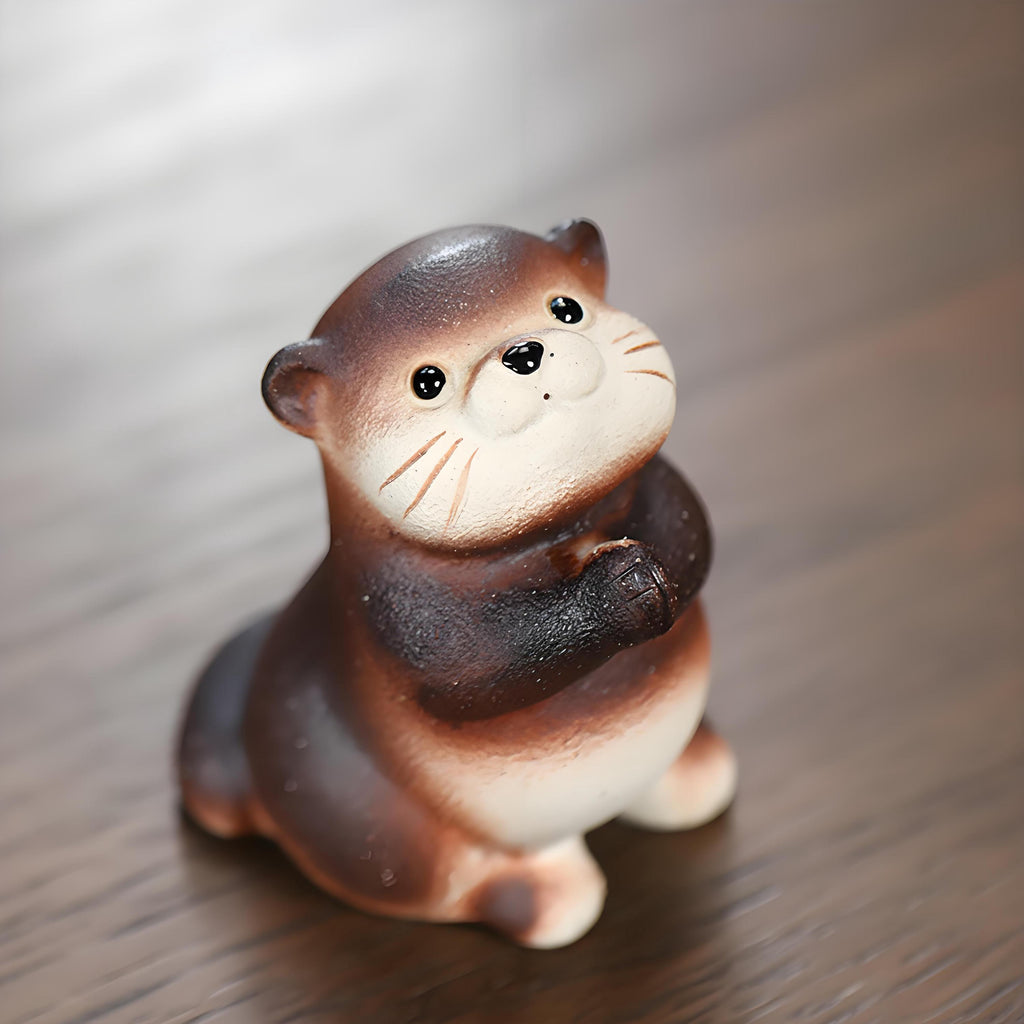 Artisan Ceramic "Pious Otter" Tea Pet Ornament