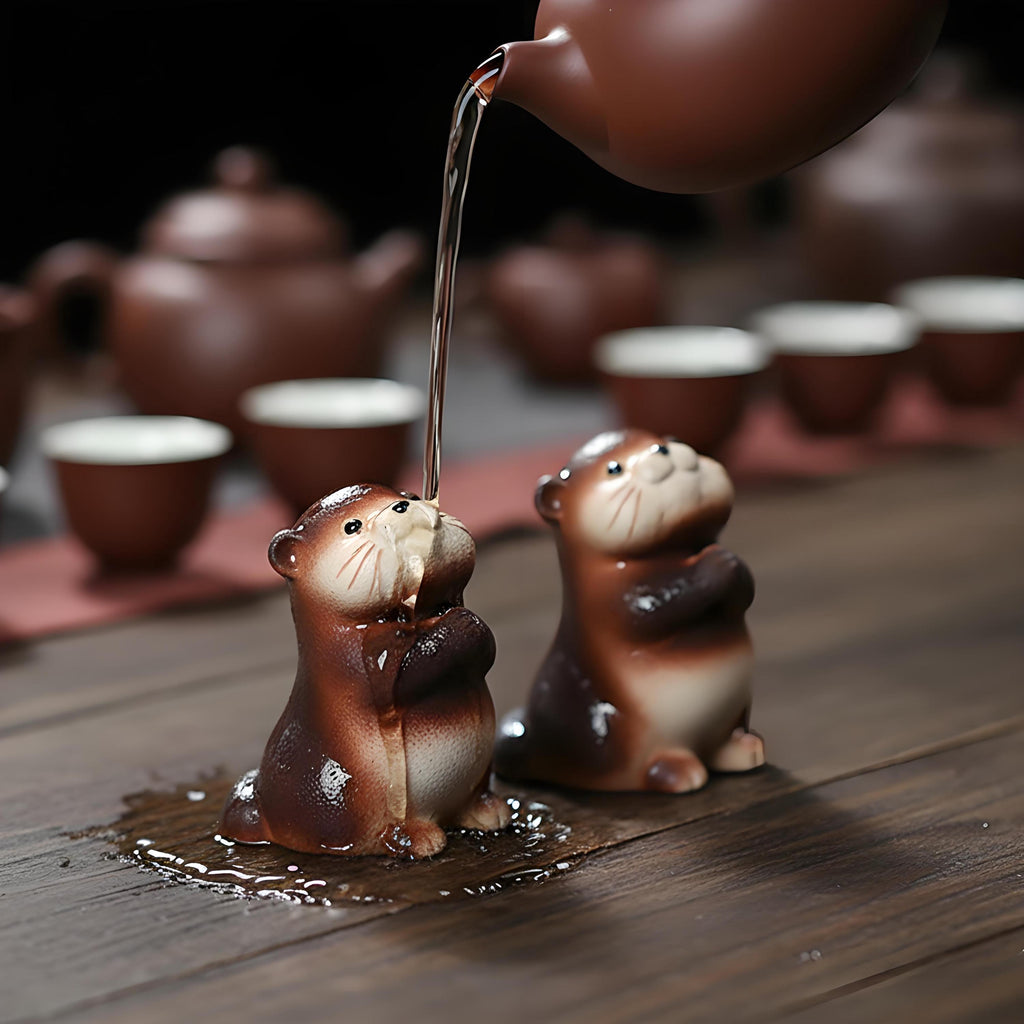 Artisan Ceramic "Pious Otter" Tea Pet Ornament