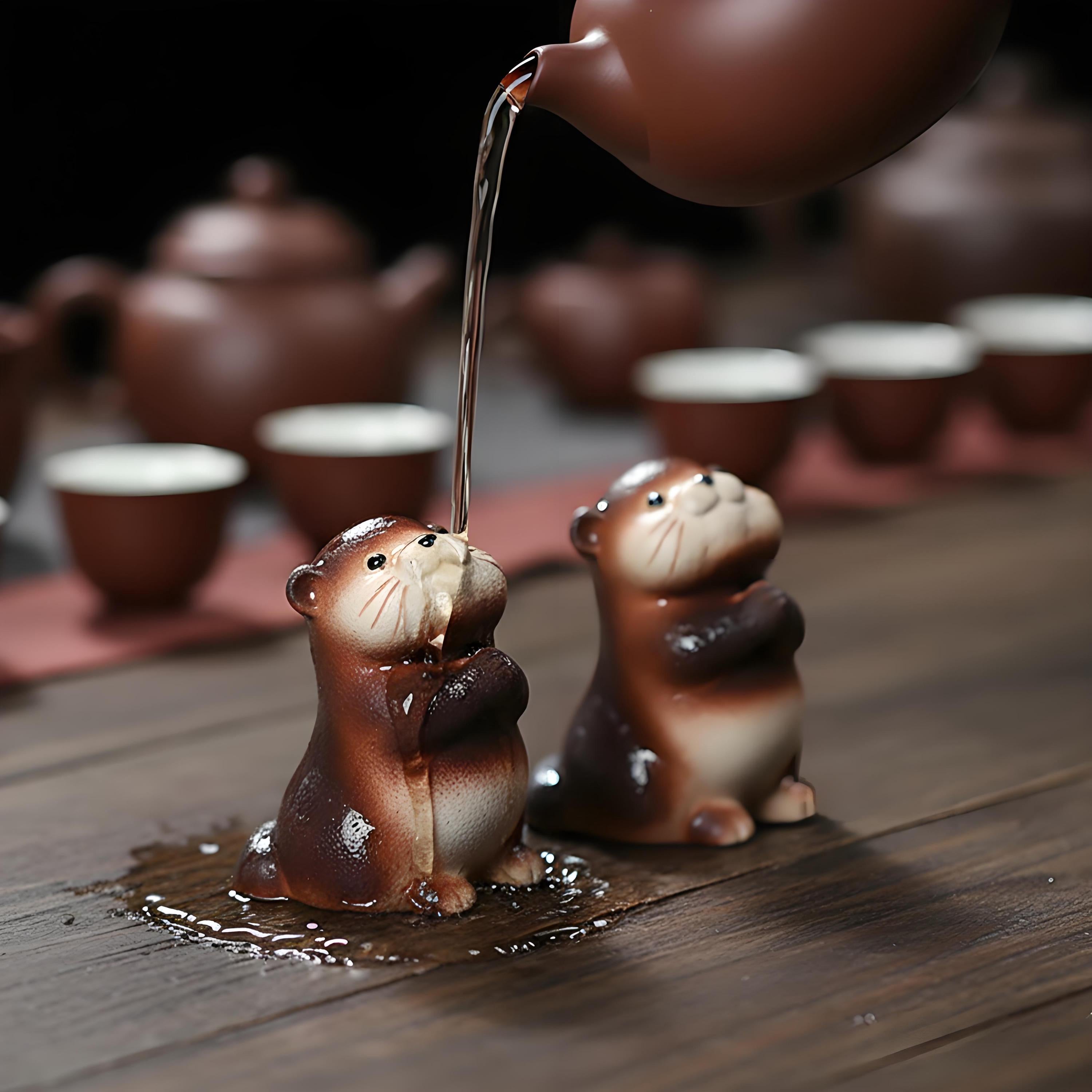 Artisan Ceramic "Pious Otter" Tea Pet Ornament