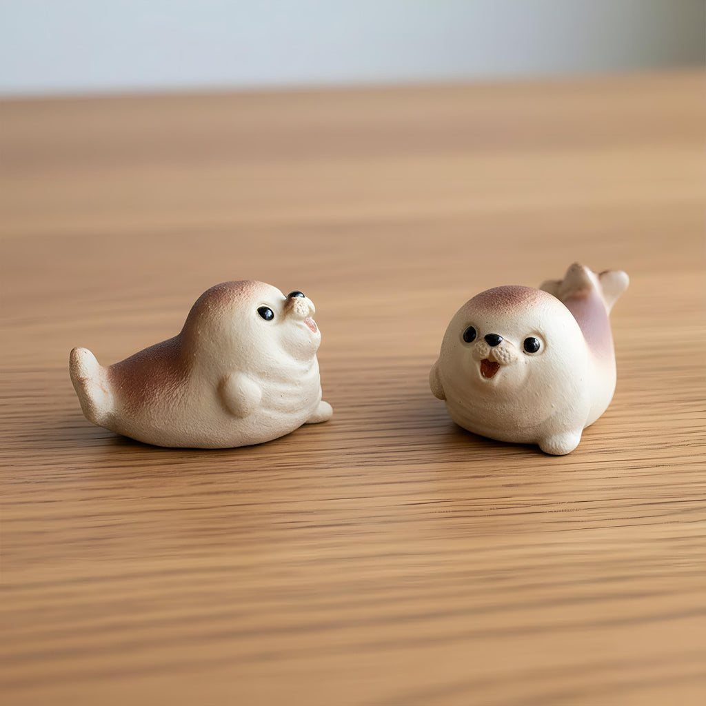 Handcrafted Ceramic "Joyful Seal" Tea Pet Ornament