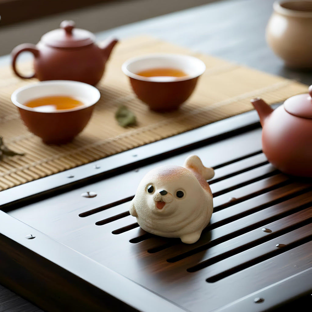 Handcrafted Ceramic "Joyful Seal" Tea Pet Ornament