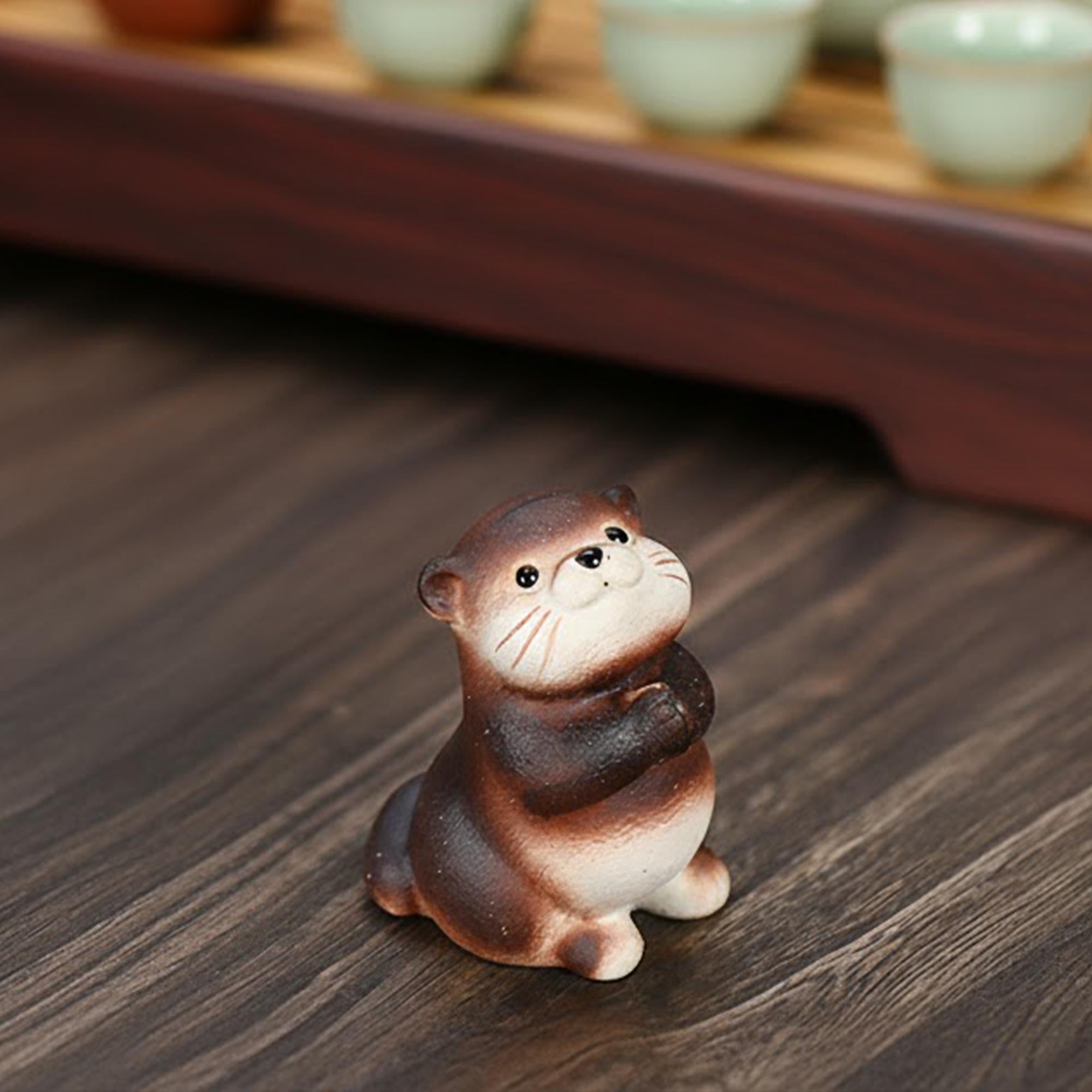 Artisan Ceramic "Pious Otter" Tea Pet Ornament