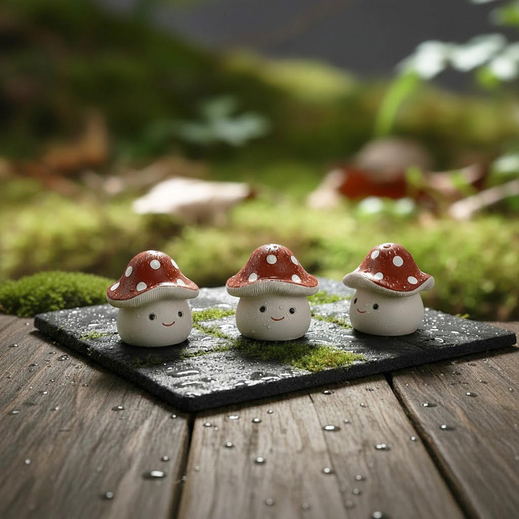 Handcrafted Ceramic "Smiling Mushroom" Tea Pet Ornament