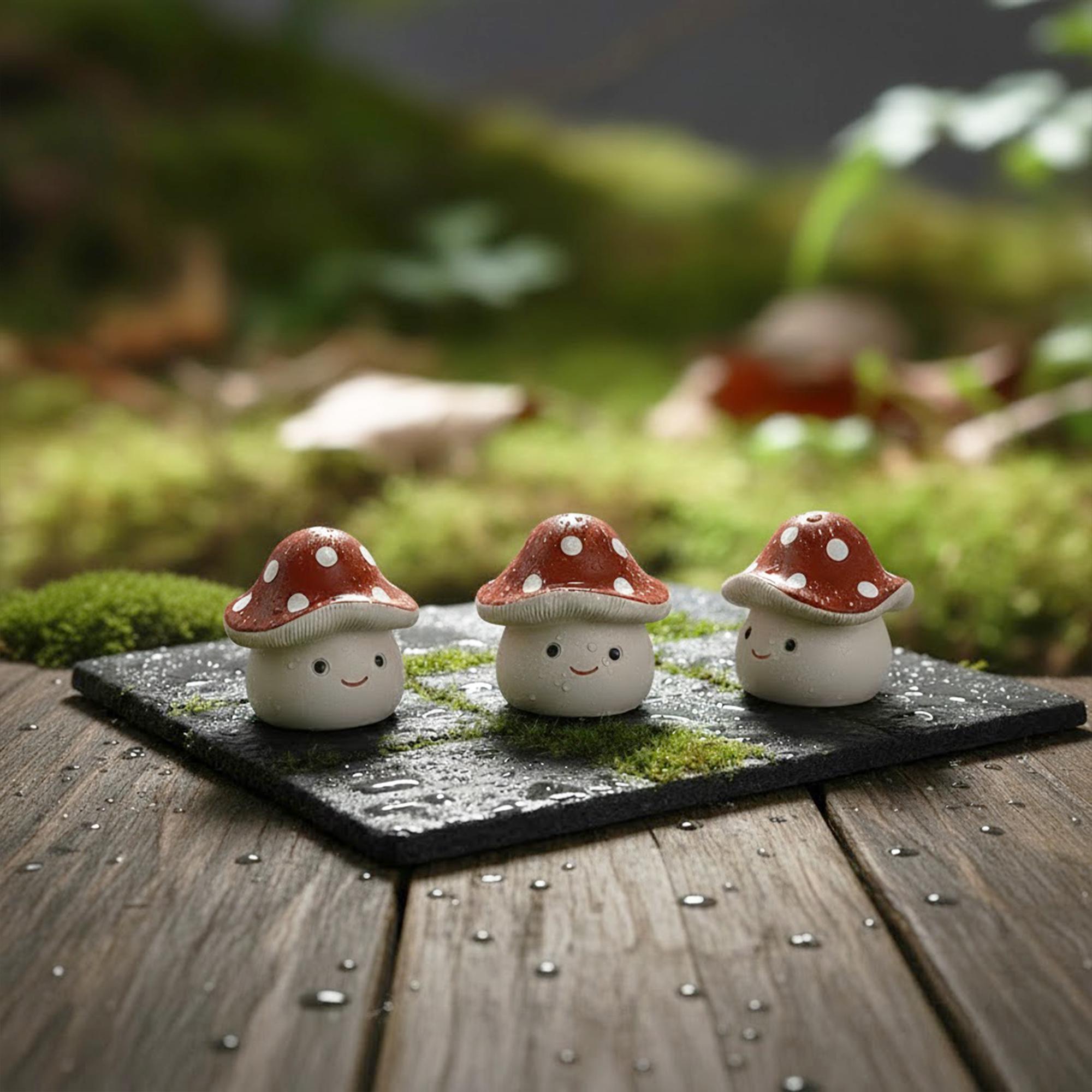 Handcrafted Ceramic "Smiling Mushroom" Tea Pet Ornament