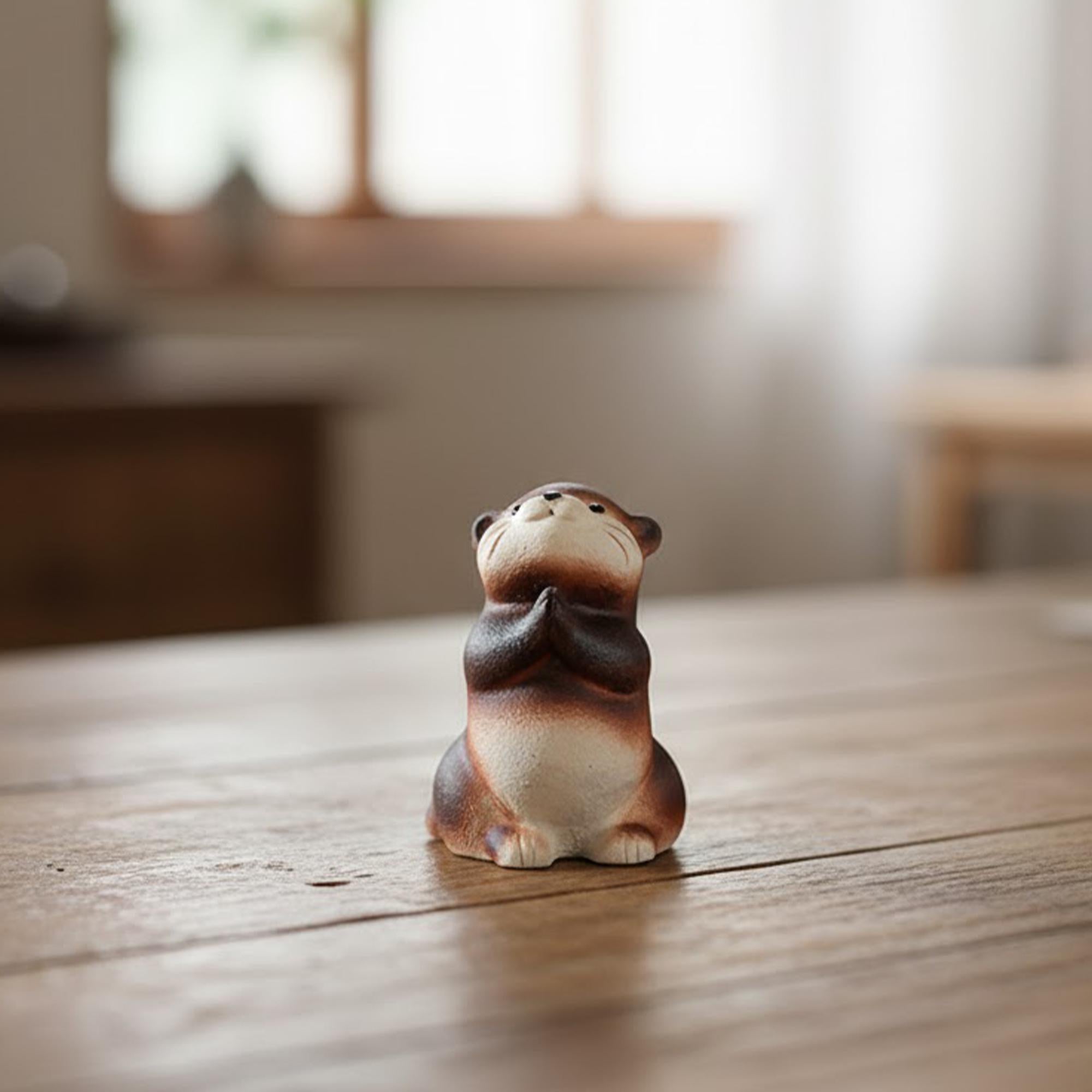 Artisan Ceramic "Pious Otter" Tea Pet Ornament