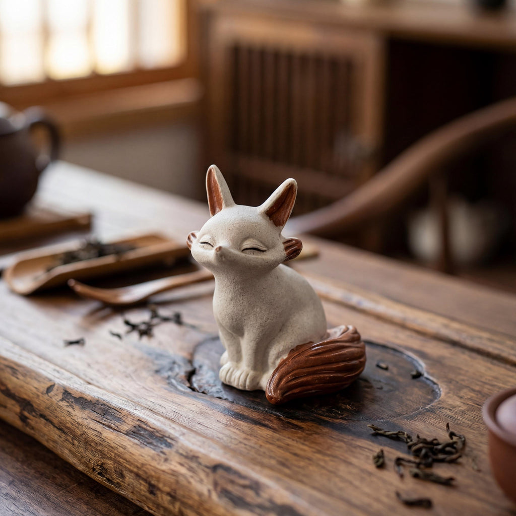 Handcrafted Zisha Clay "Fox Spirits" Tea Pet Set