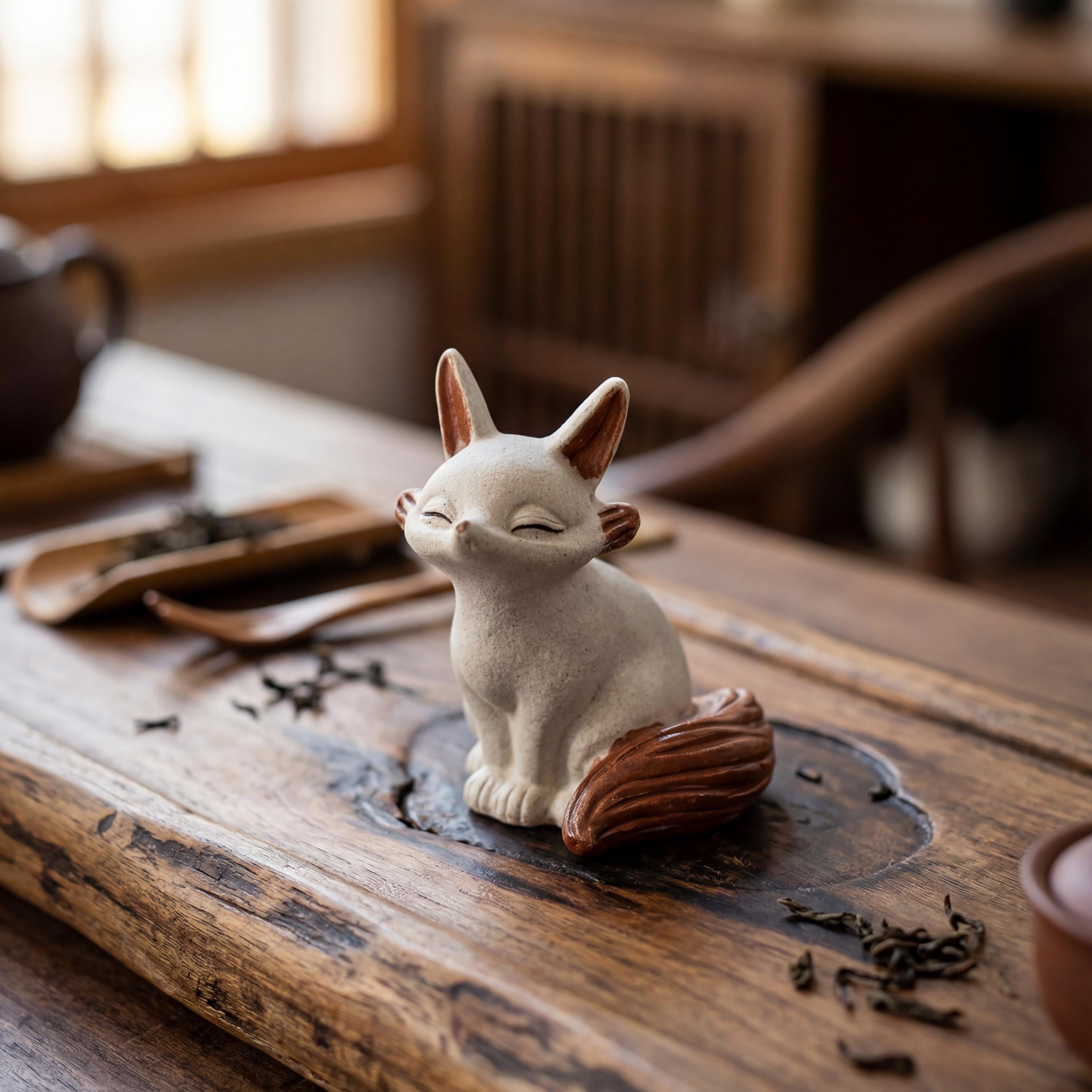 Handcrafted Zisha Clay "Fox Spirits" Tea Pet Set