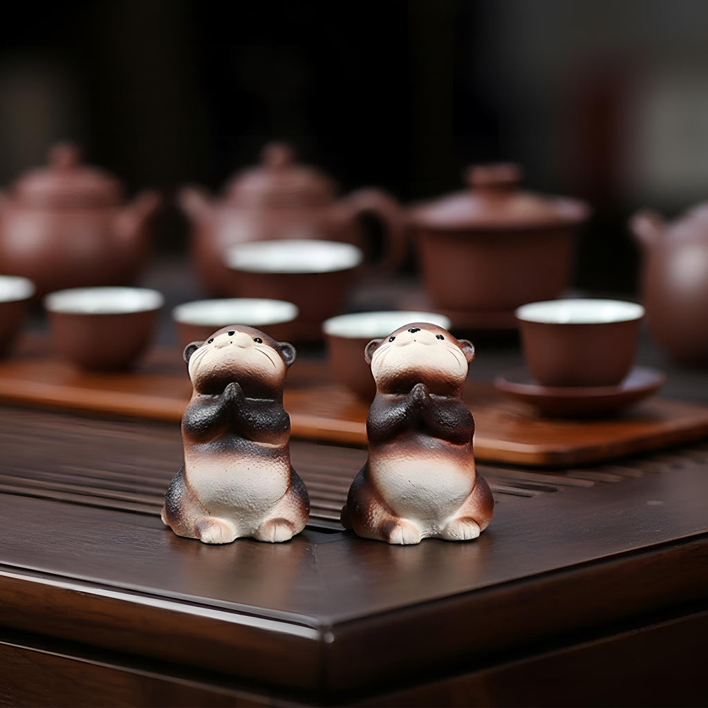Artisan Ceramic "Pious Otter" Tea Pet Ornament