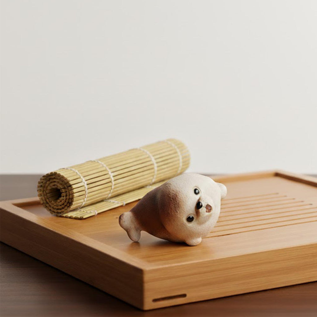 Handcrafted Ceramic "Joyful Seal" Tea Pet Ornament