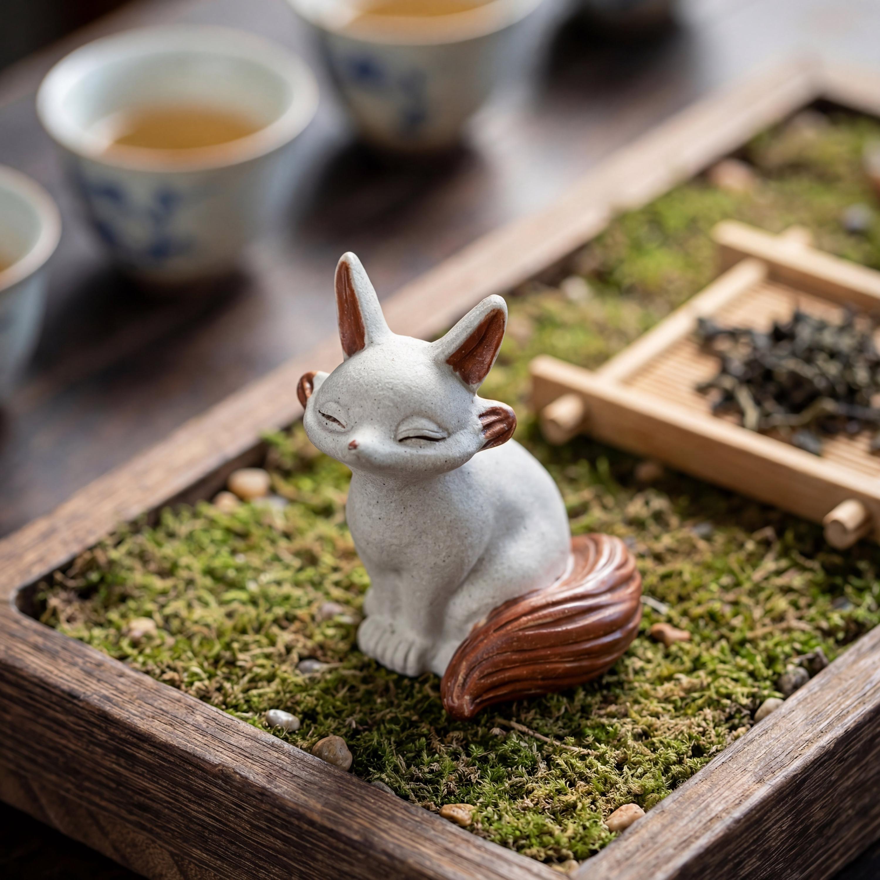 Handcrafted Zisha Clay "Fox Spirits" Tea Pet Set
