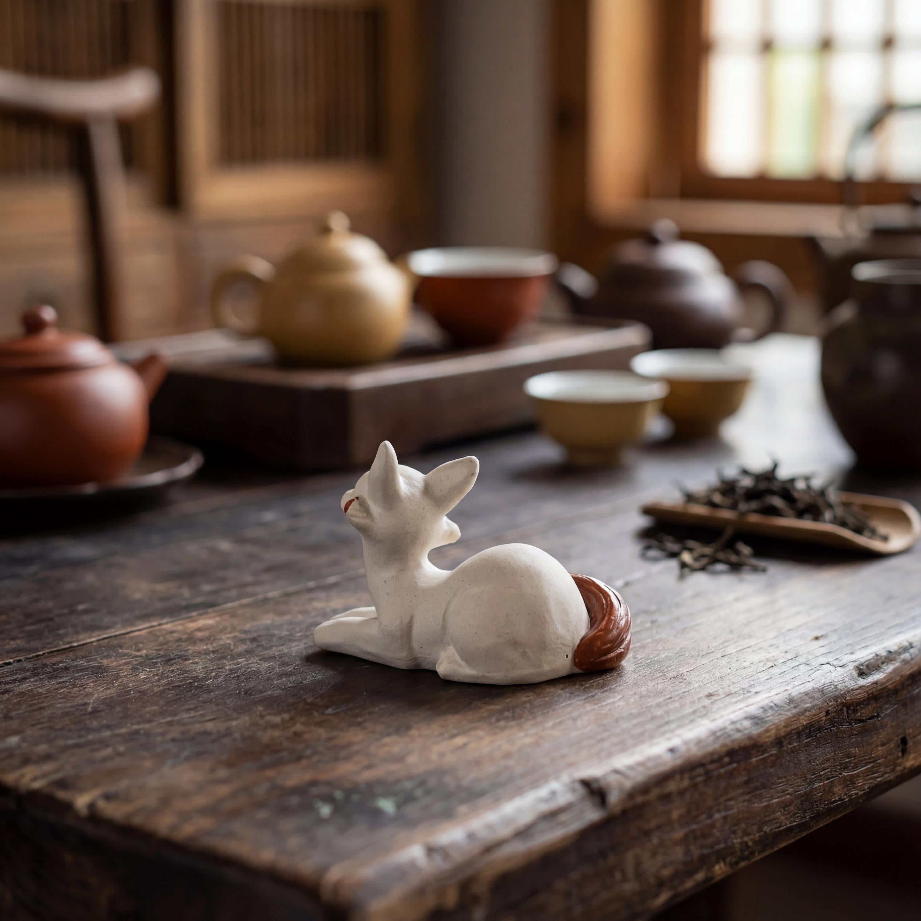 Handcrafted Zisha Clay "Fox Spirits" Tea Pet Set