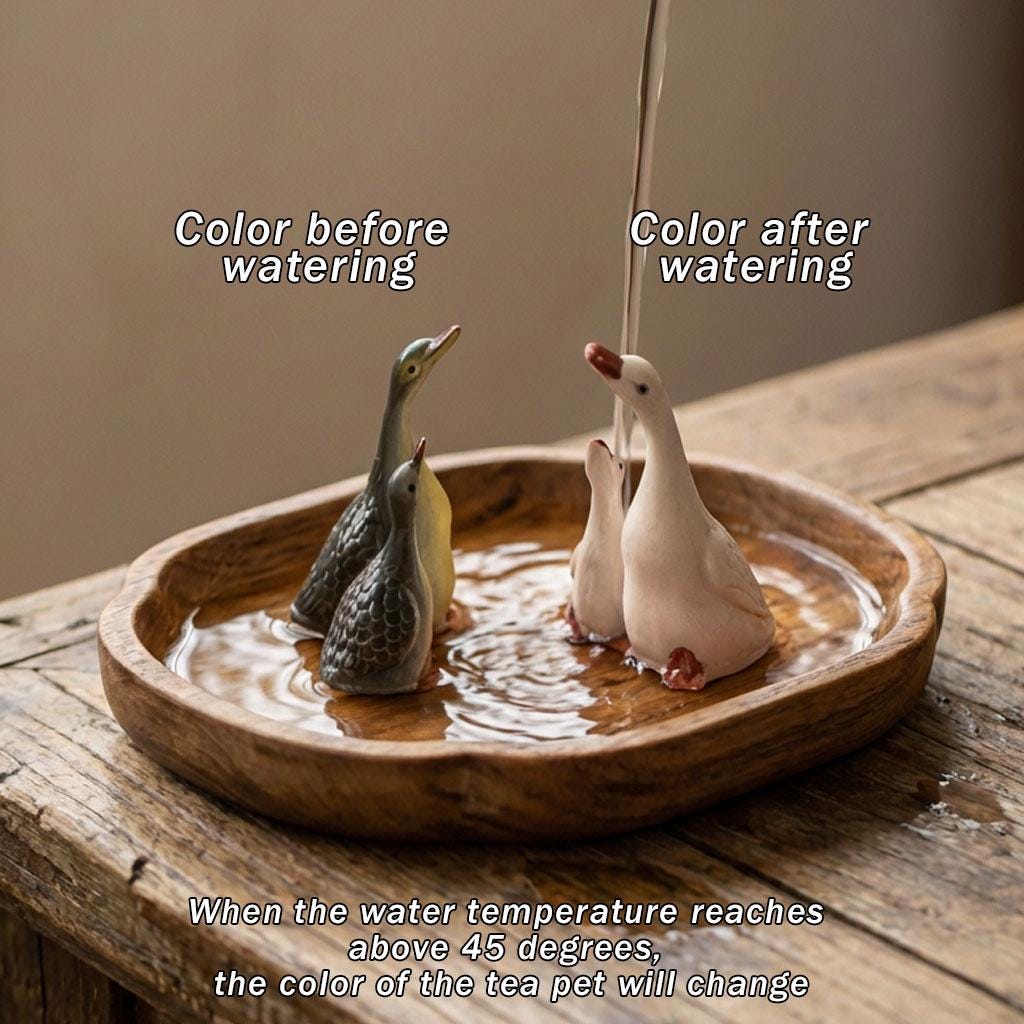 Handcrafted Ceramic "Eternal Bond" Swan Pair Tea Pet