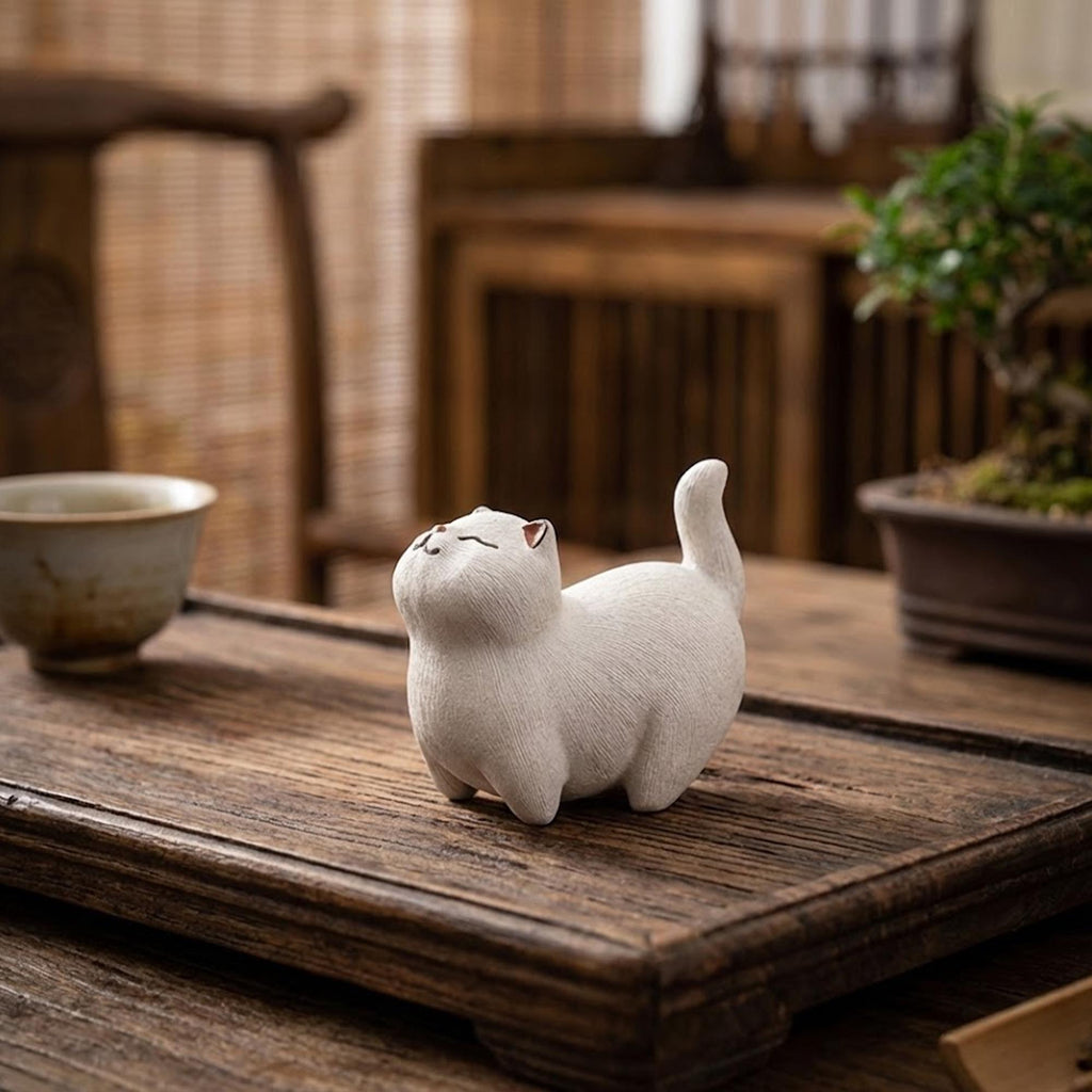 Artisan Ceramic "Curious Kitten" Tea Pet Duo