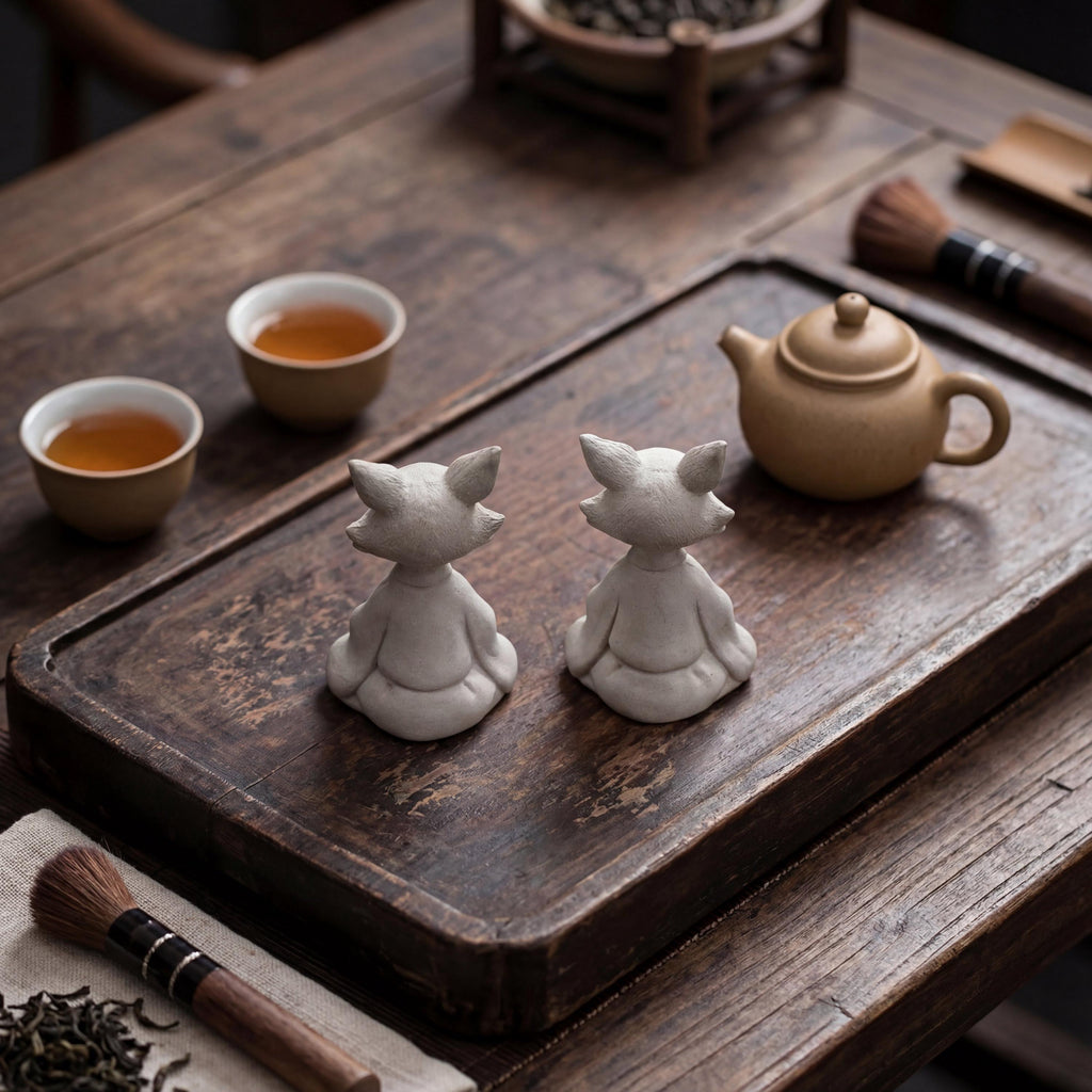 Handcrafted Zisha Clay Zen Fox Tea Pet Ornament