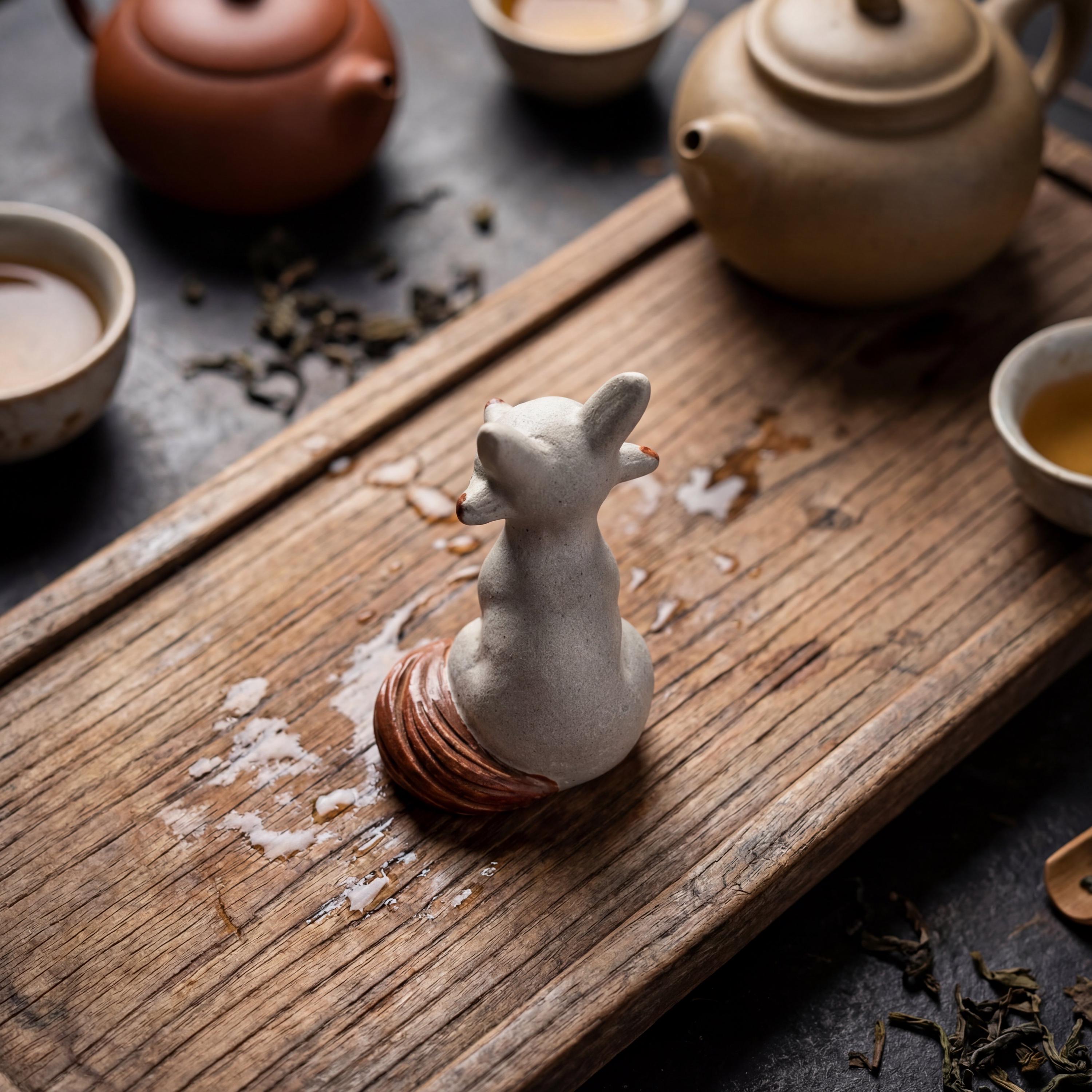 Handcrafted Zisha Clay "Fox Spirits" Tea Pet Set