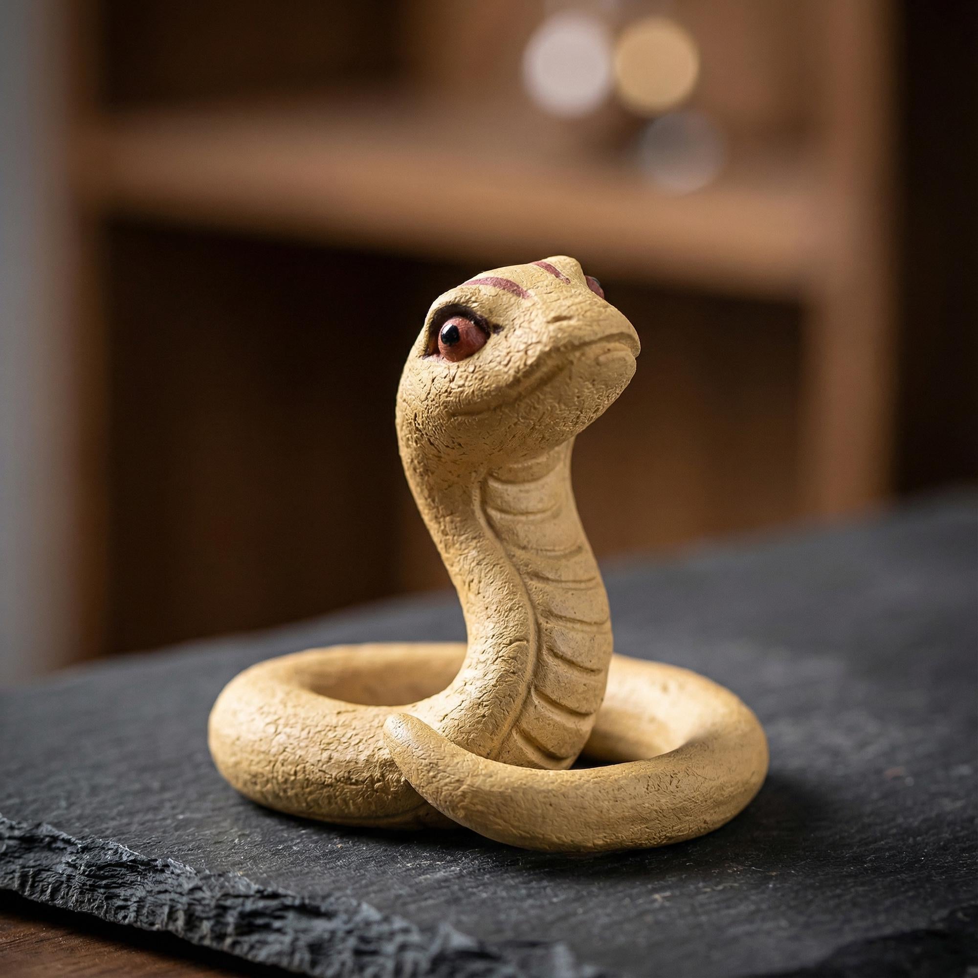 Handcrafted Zisha Clay "Guardian Snakes" Tea Pet Pair