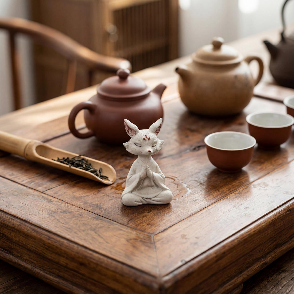 Handcrafted Zisha Clay Zen Fox Tea Pet Ornament