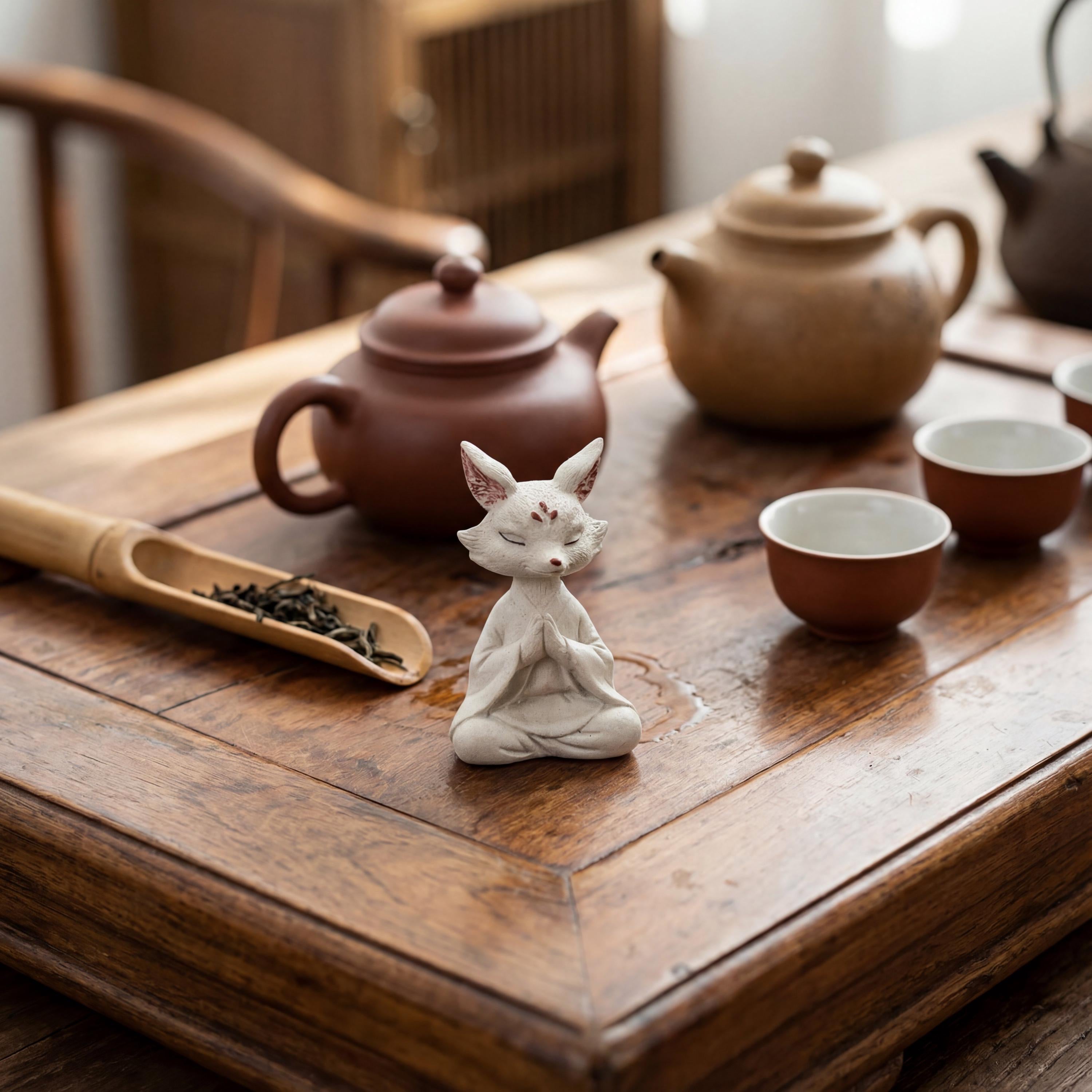 Handcrafted Zisha Clay Zen Fox Tea Pet Ornament