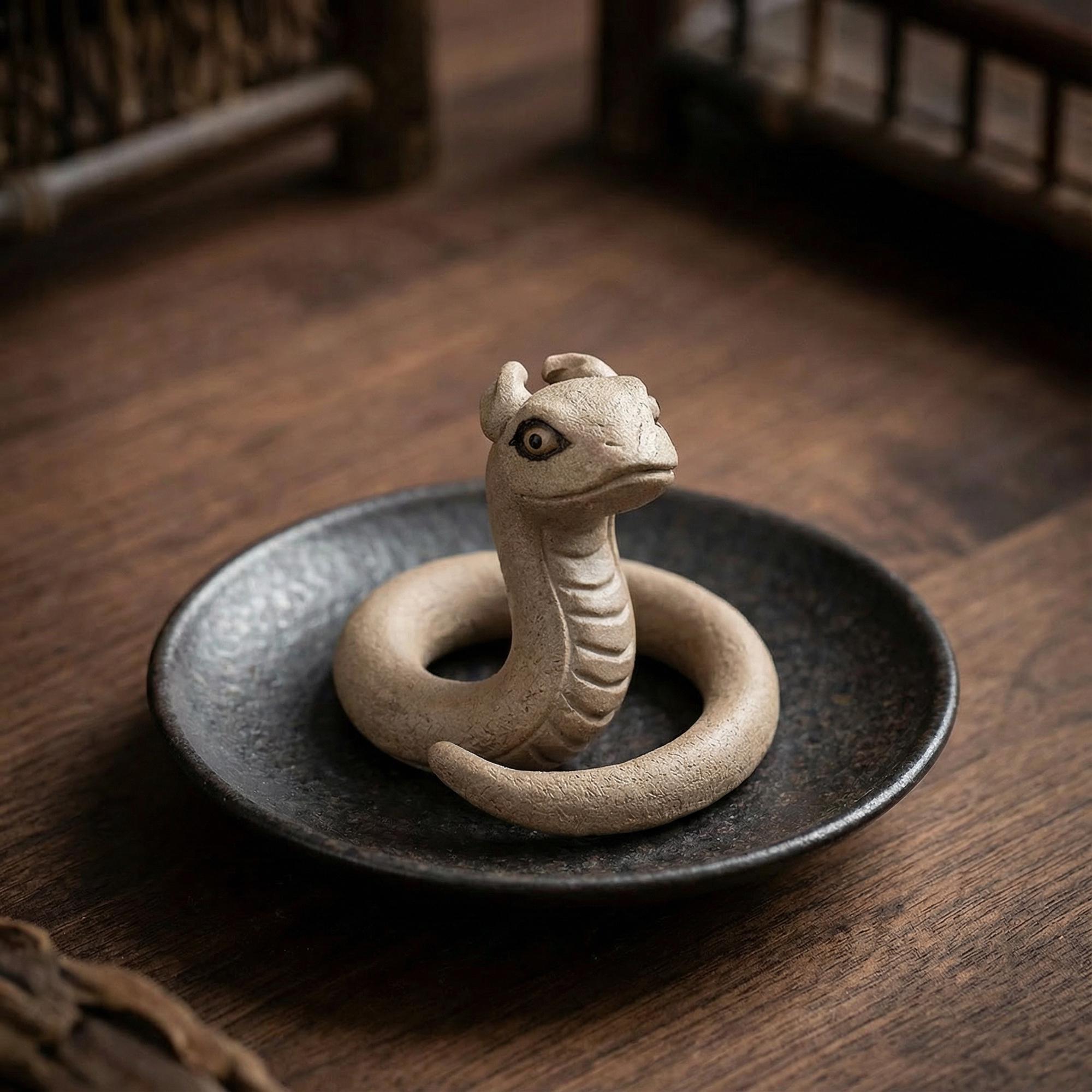 Handcrafted Zisha Clay "Guardian Snakes" Tea Pet Pair