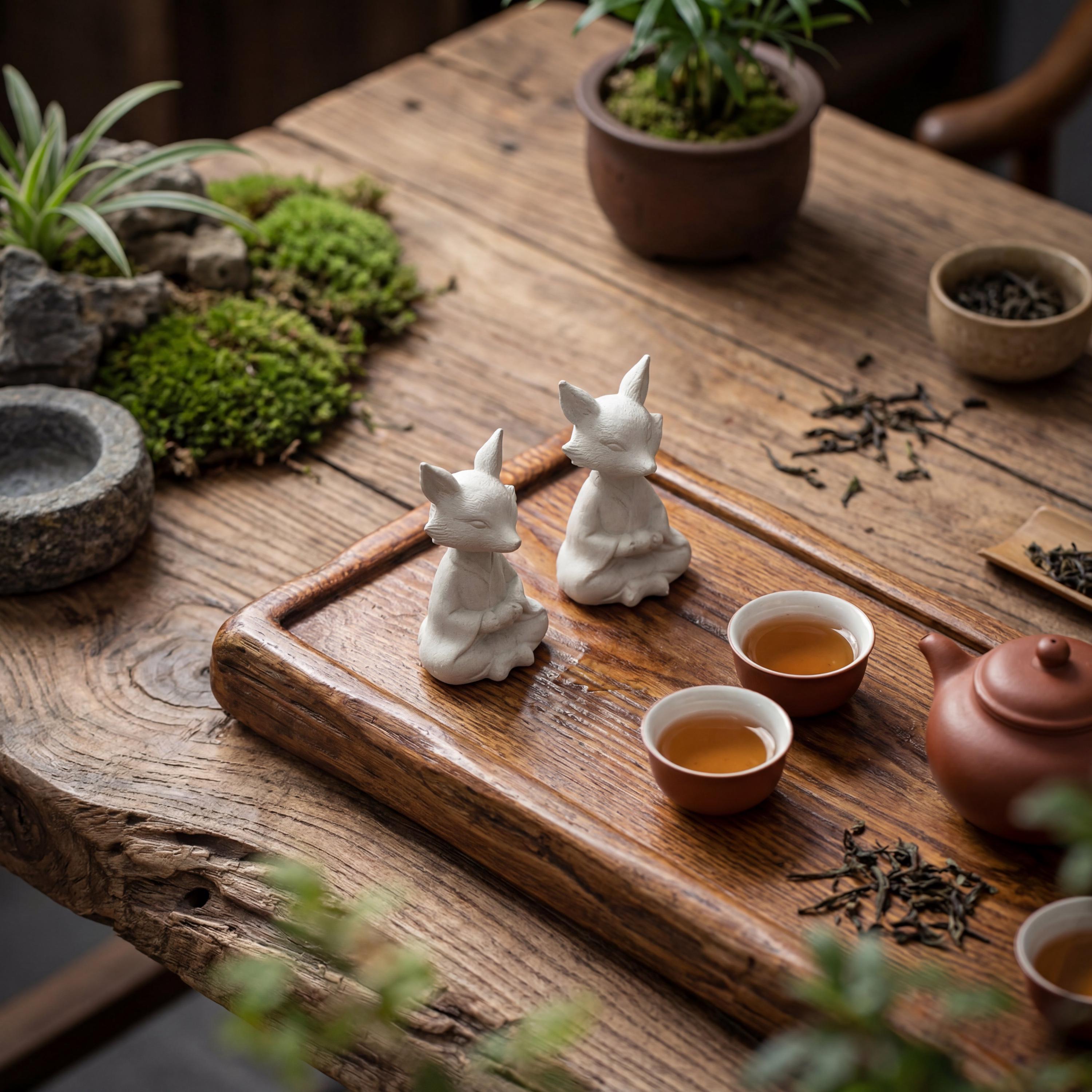Handcrafted Zisha Clay Zen Fox Tea Pet Ornament