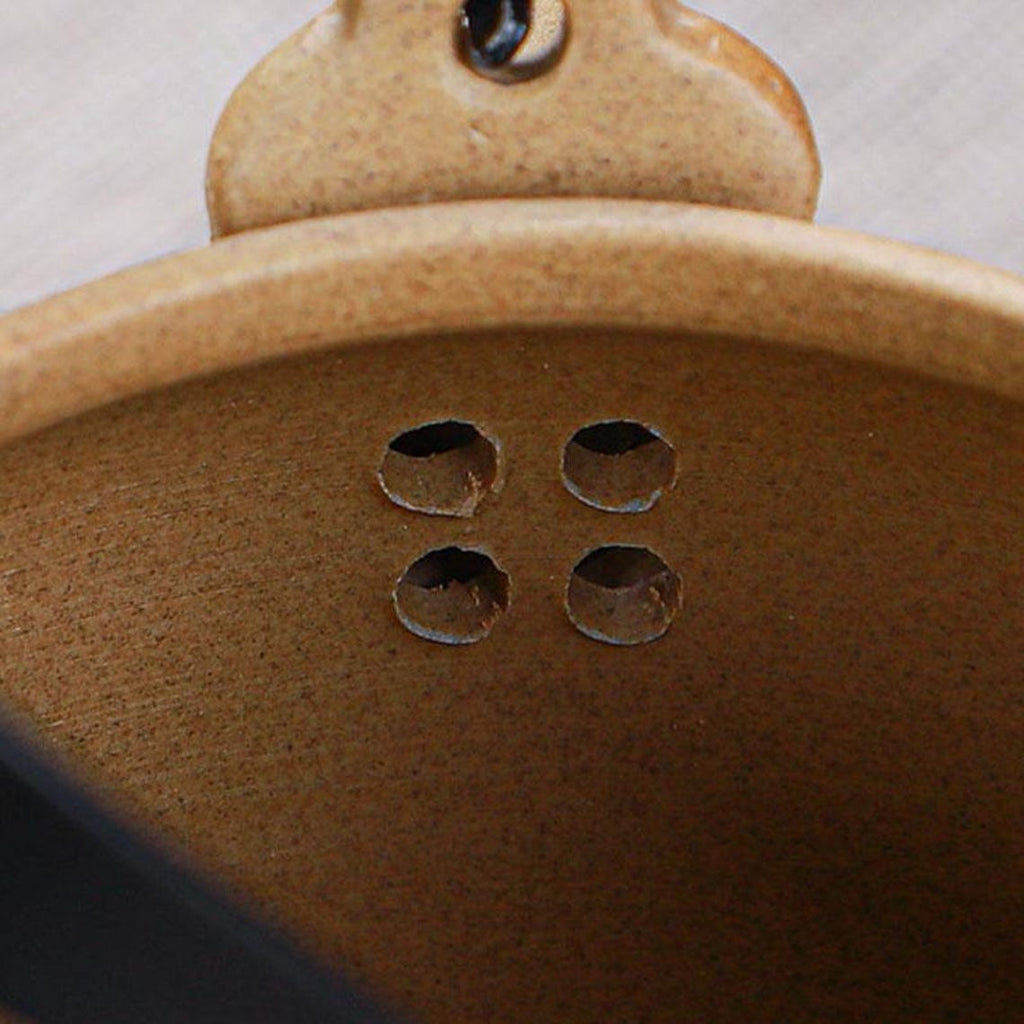 Artisan Sand-Textured Stoneware Tea Set — Landscape Motif with Jute-Wrapped Handle