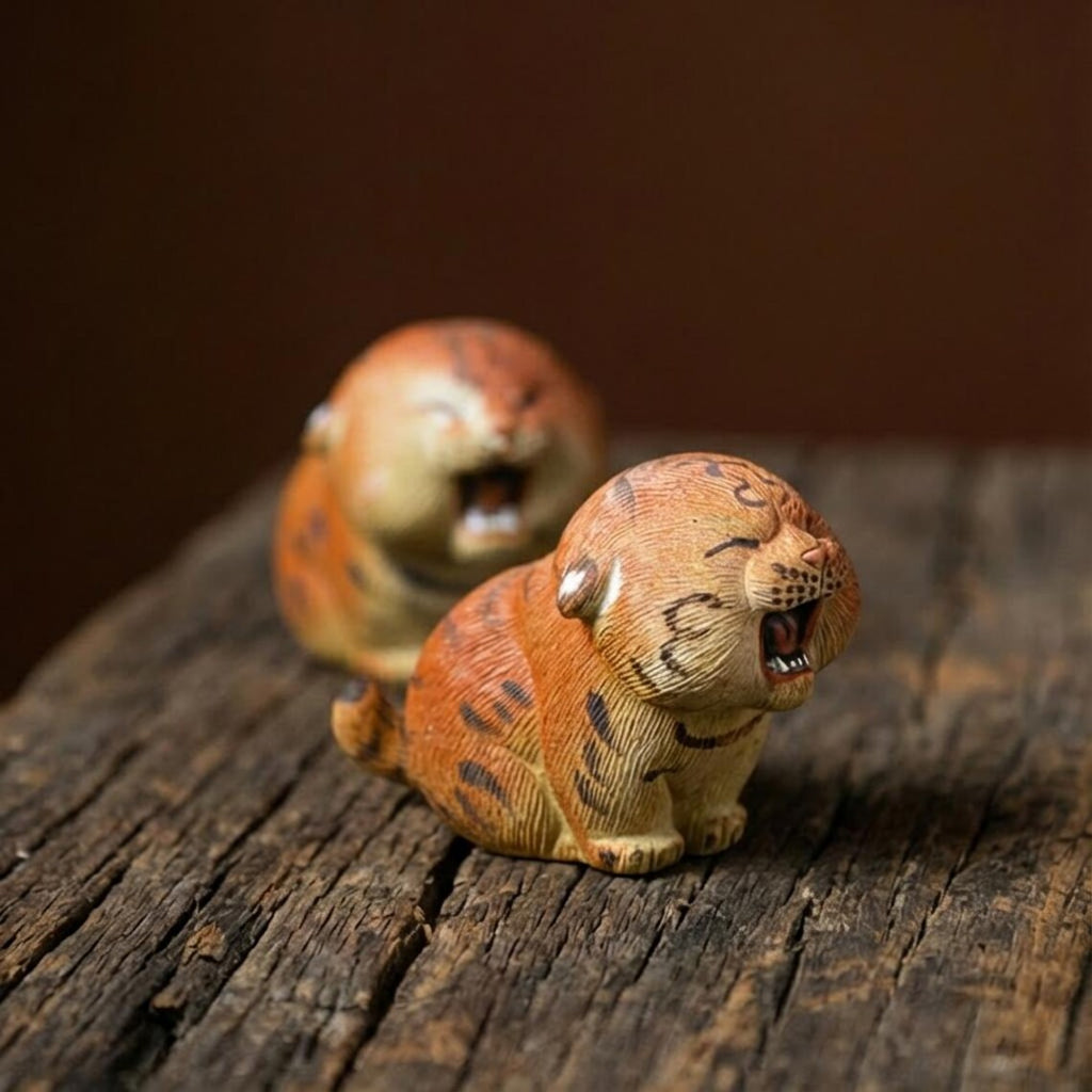 Handcrafted Zisha Clay "Roaring Tiger" Tea Pet Ornament