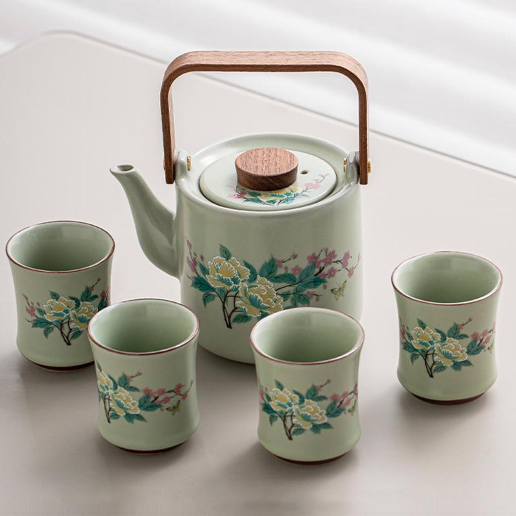 Artisan Peony Blossom Porcelain Gongfu Tea Set — Hand-Finished Ceremonial Collection