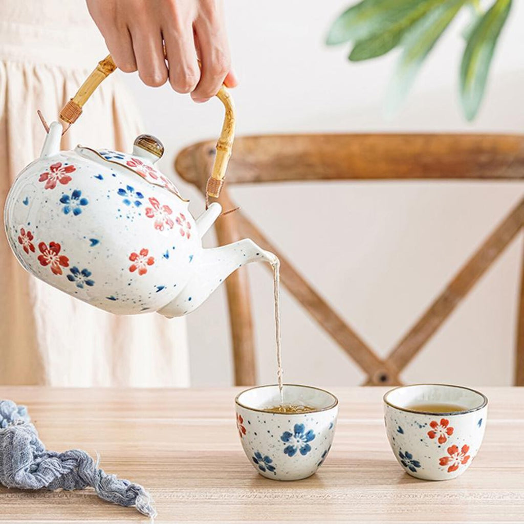 Artisan Hand-Painted Floral Porcelain Tea Set