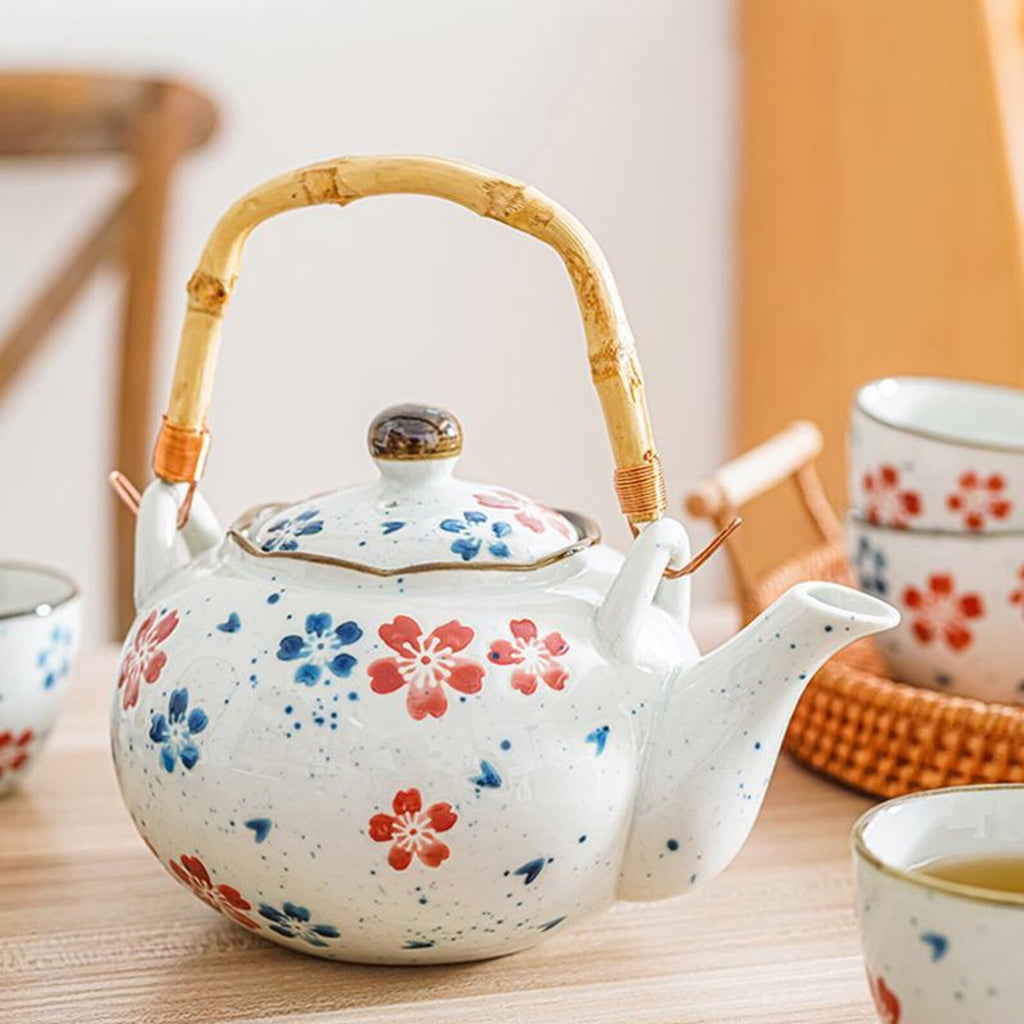Artisan Hand-Painted Floral Porcelain Tea Set