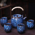 Artisan Oceanic Kiln-Glazed Porcelain Tea Set — 5/7/8 Piece Heritage Collection