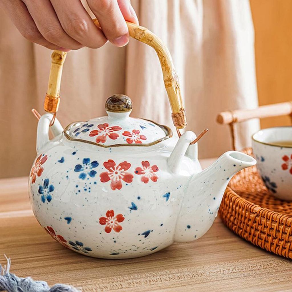 Artisan Hand-Painted Floral Porcelain Tea Set