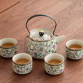 Handcrafted Muted Imperial Yellow Floral Tea Set — 5-Piece Porcelain Collection