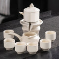 Minimalist White Porcelain Automatic Stone Mill Tea Set — Handcrafted Artisanal Collection