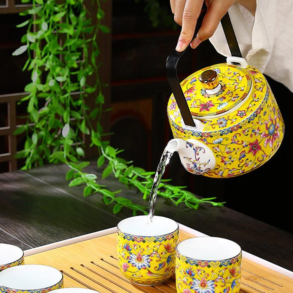 Imperial Royal Yellow Persimmon Tea Set — 7-Piece Handcrafted Porcelain Collection
