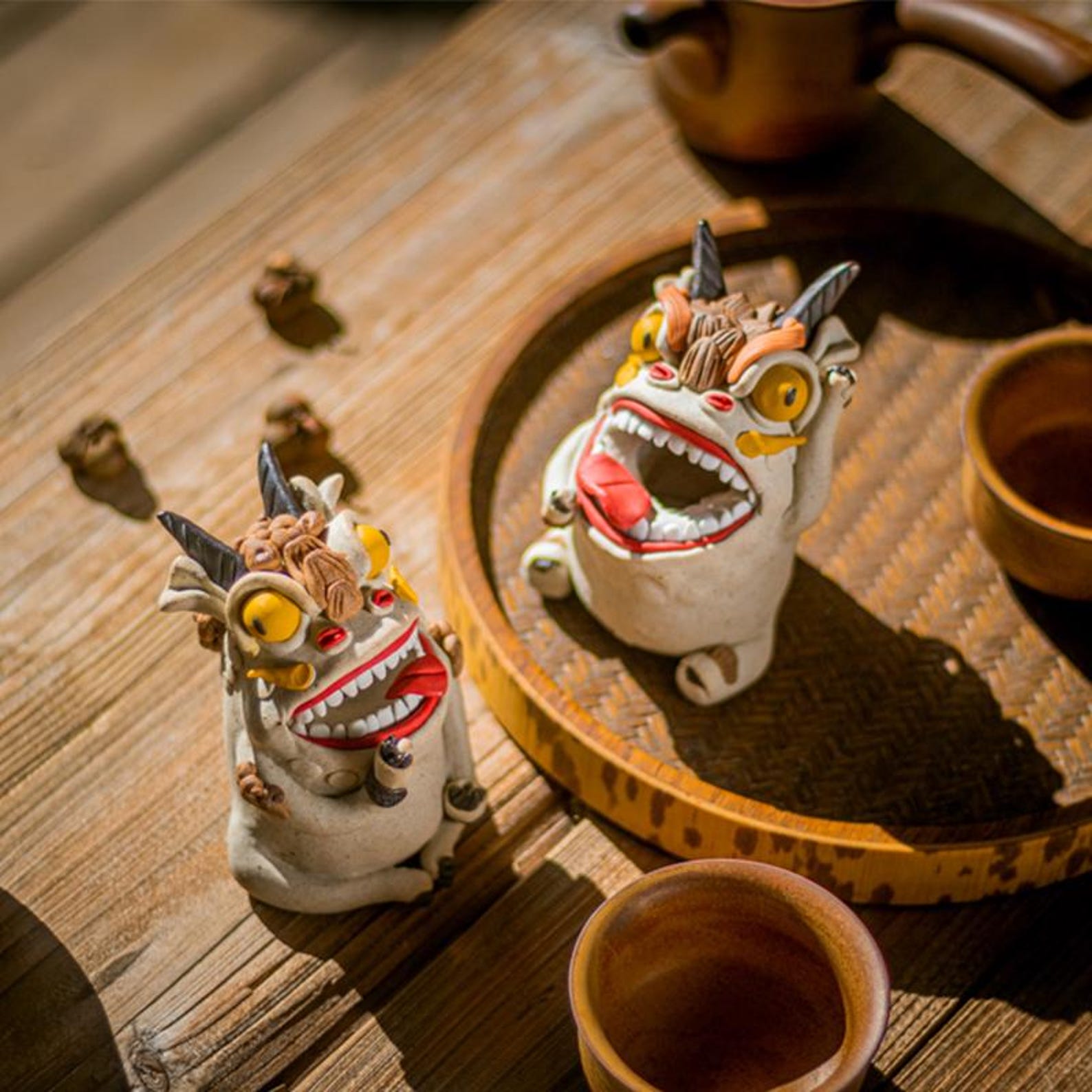 Artisan Handmade Ceramic Dragon Incense Burner & Tea Pet — Quirky Clay Sculpture