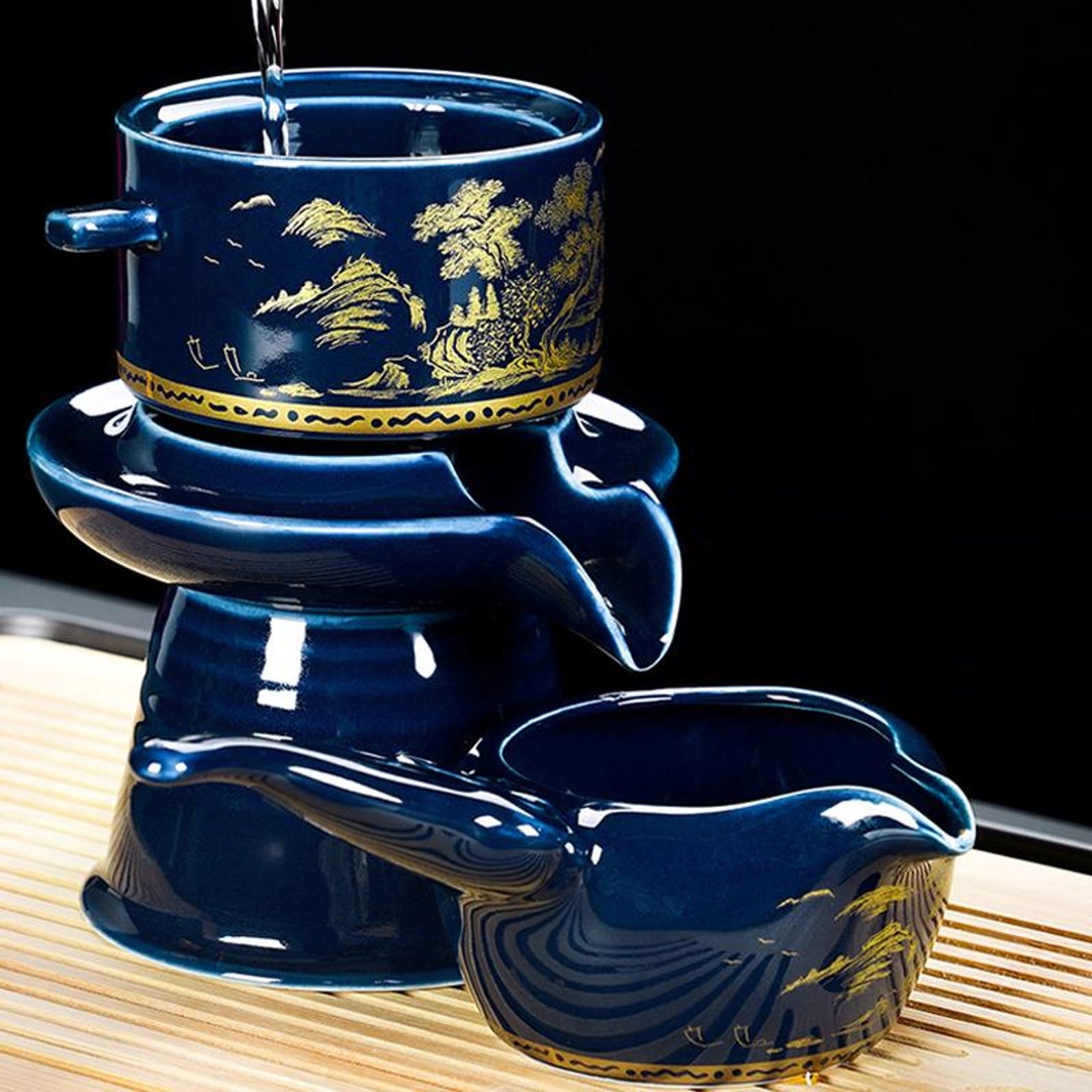 Zen Automatic Magnetic Stone Mill Tea Set — Handcrafted Artisanal Brewing Collection