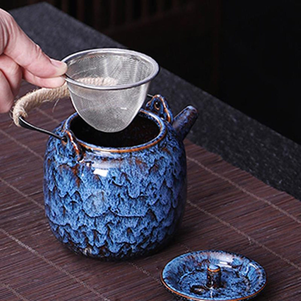 Artisan Oceanic Kiln-Glazed Porcelain Tea Set — 5/7/8 Piece Heritage Collection