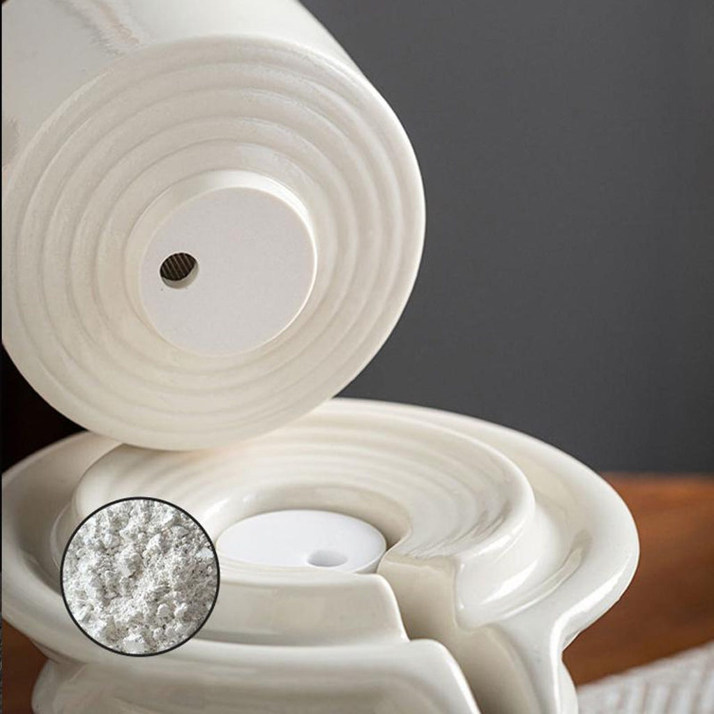 Minimalist White Porcelain Automatic Stone Mill Tea Set — Handcrafted Artisanal Collection