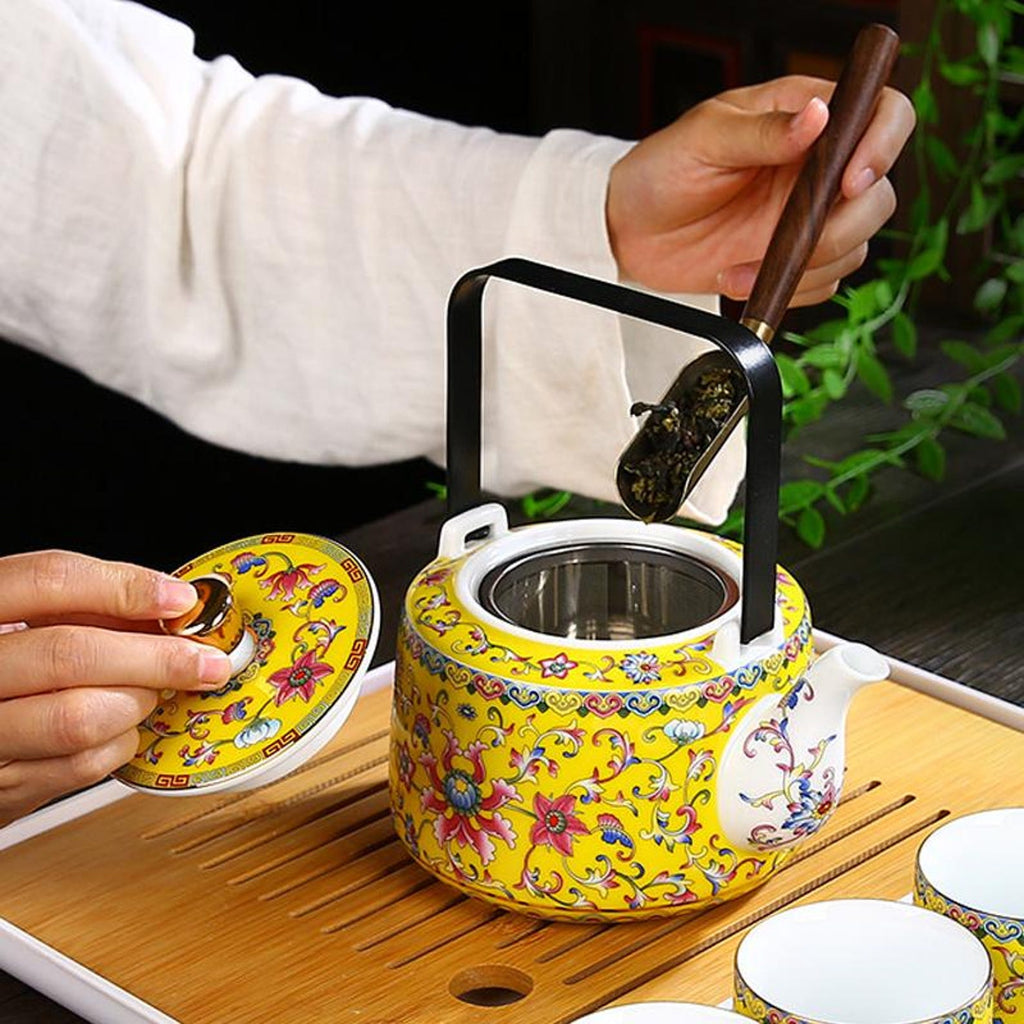 Imperial Royal Yellow Persimmon Tea Set — 7-Piece Handcrafted Porcelain Collection