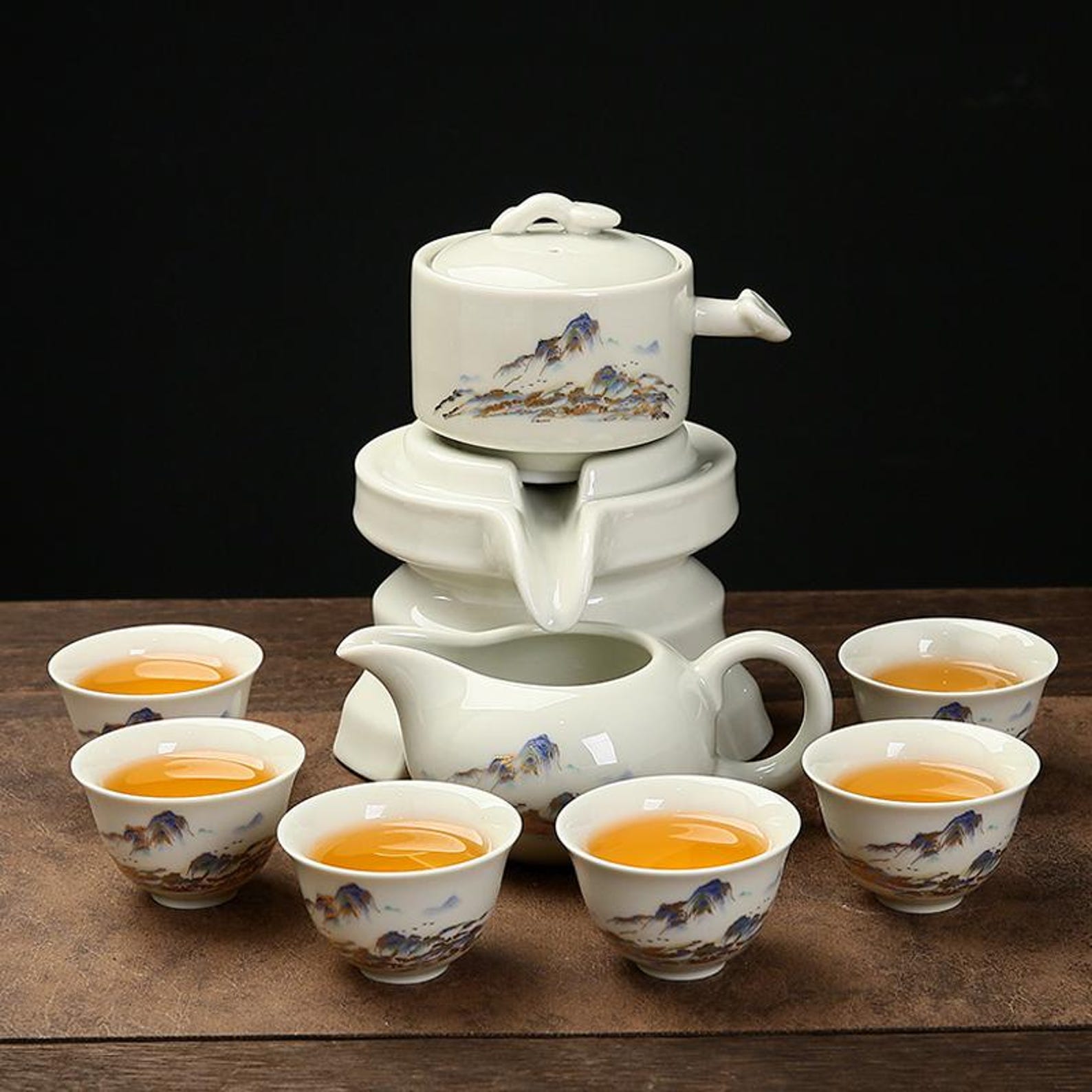 Artisan Gongfu Ceramic Tea Set Collection — Handcrafted Ge Kiln, Ink Bamboo & Stone Mill Editions