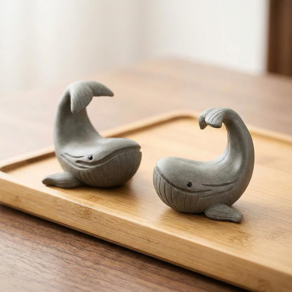 Artisan Ceramic "Graceful Whale" Tea Pet Ornament