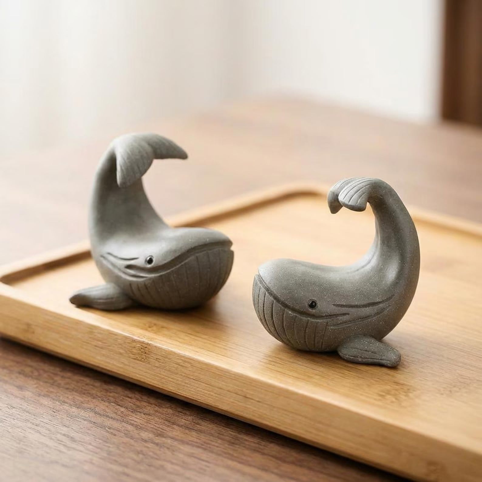 Artisan Ceramic "Graceful Whale" Tea Pet Ornament