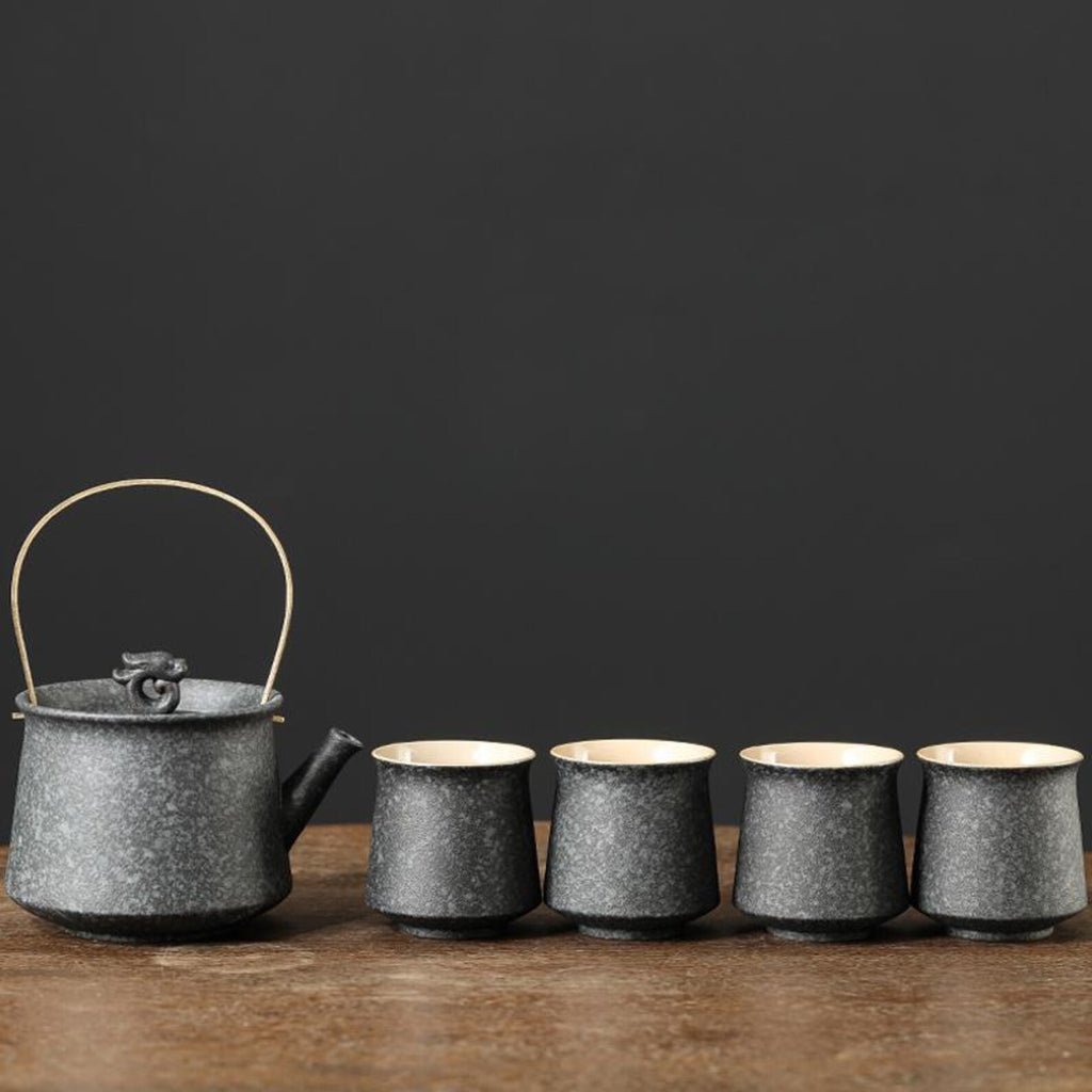 Artisan Stoneware Gongfu Tea Set — Handcrafted Matte Finish Edition