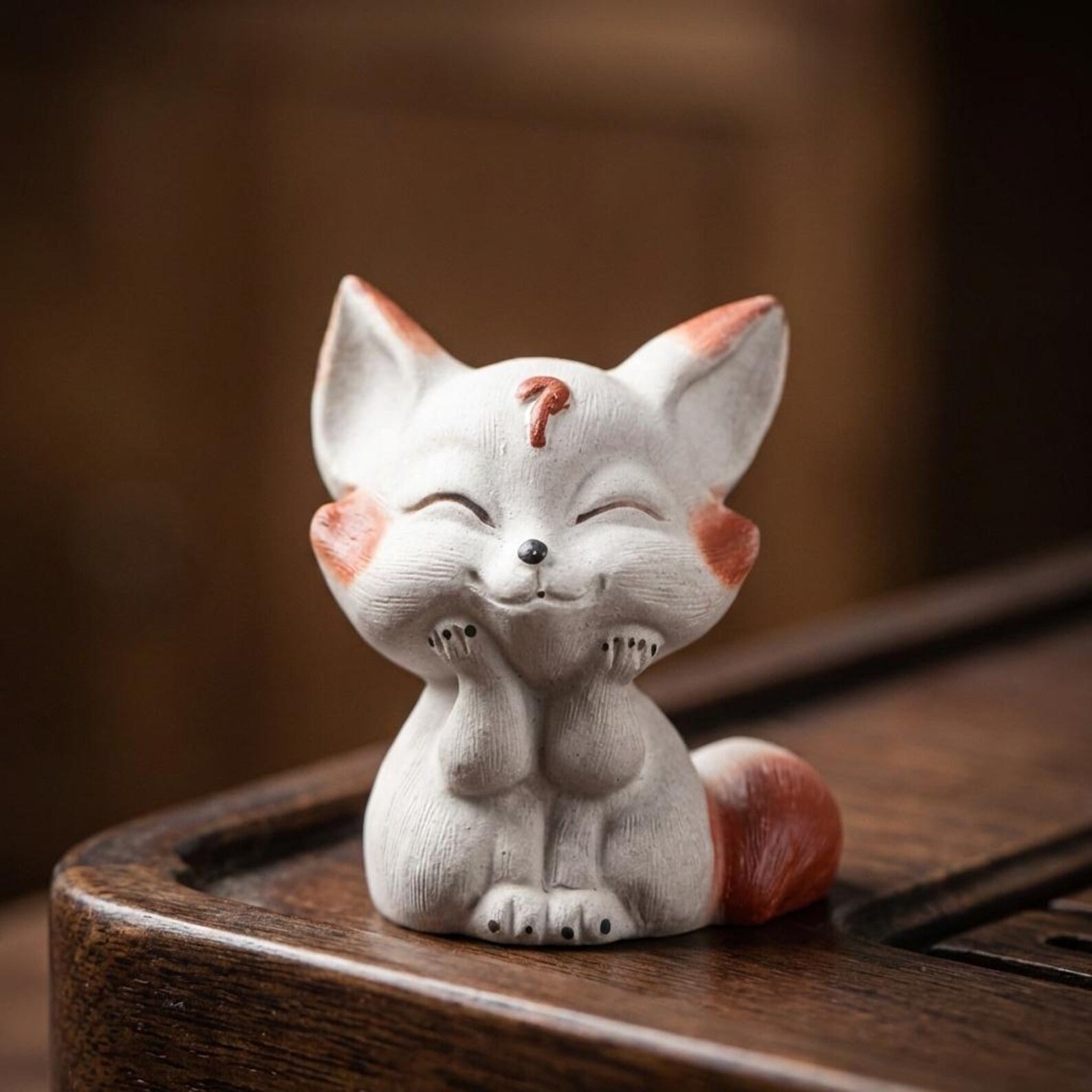 Handcrafted Zisha Clay "Sweet Fox" Tea Pet Ornament
