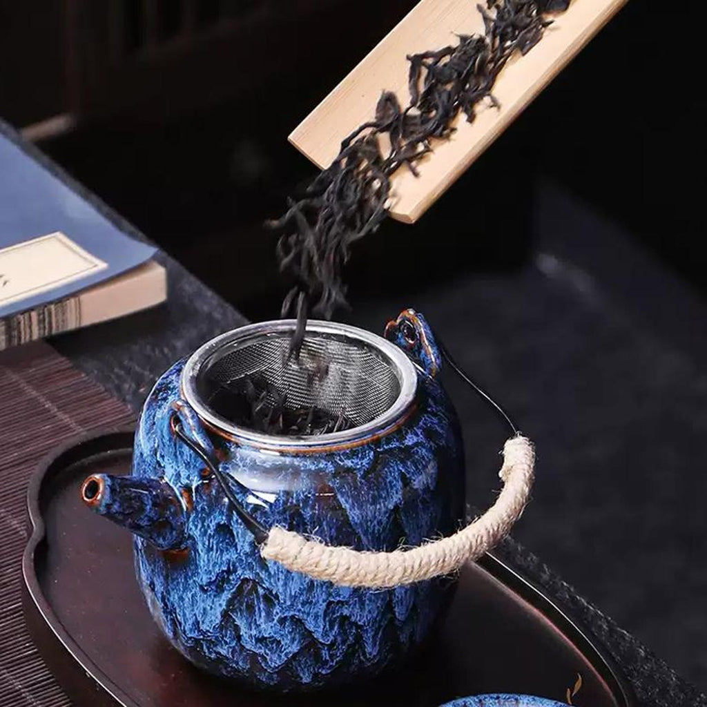 Artisan Oceanic Kiln-Glazed Porcelain Tea Set — 5/7/8 Piece Heritage Collection